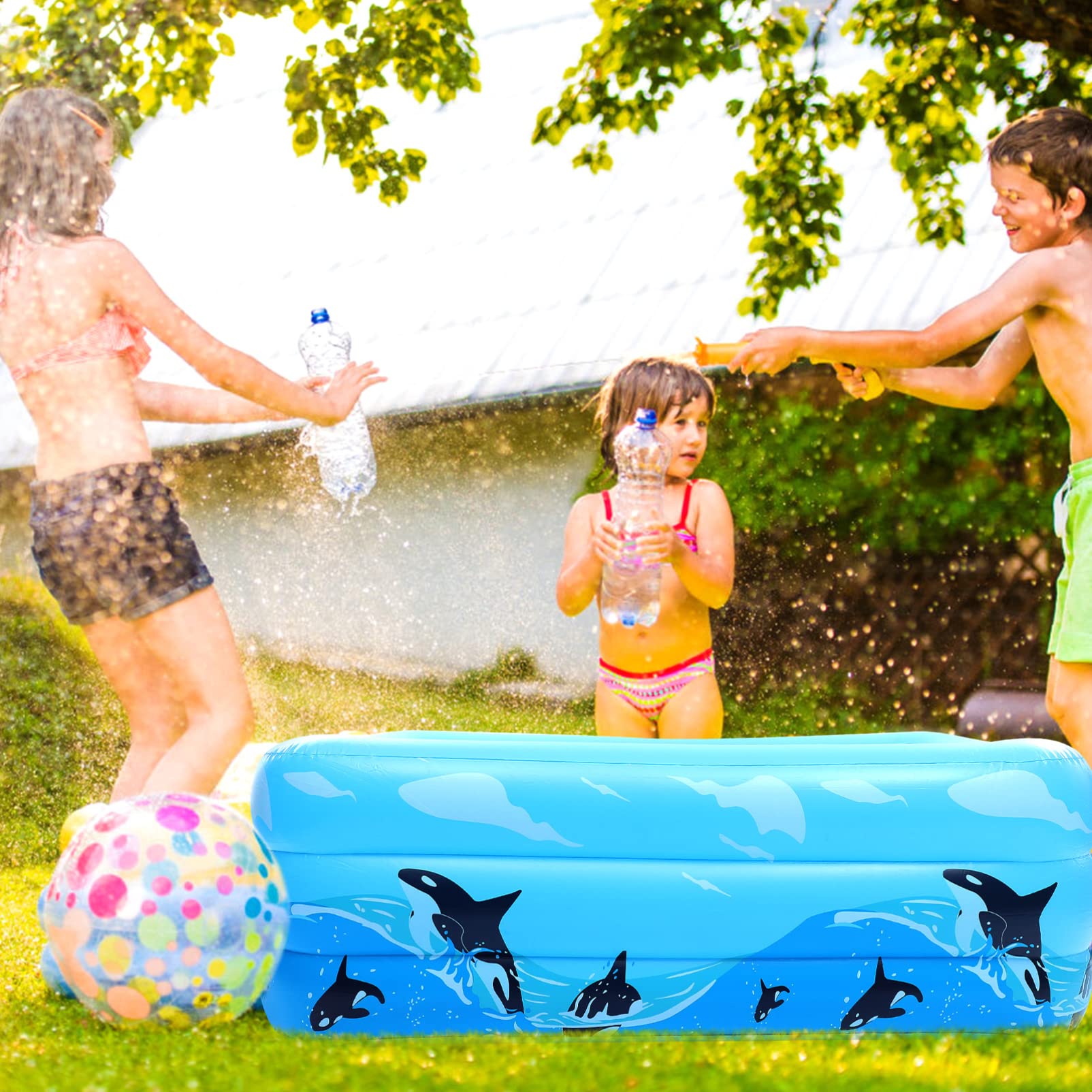Vaguelly Piscina Gonfiabile Resistente per Interni Ed Esterni per Feste e Relax Giardino
