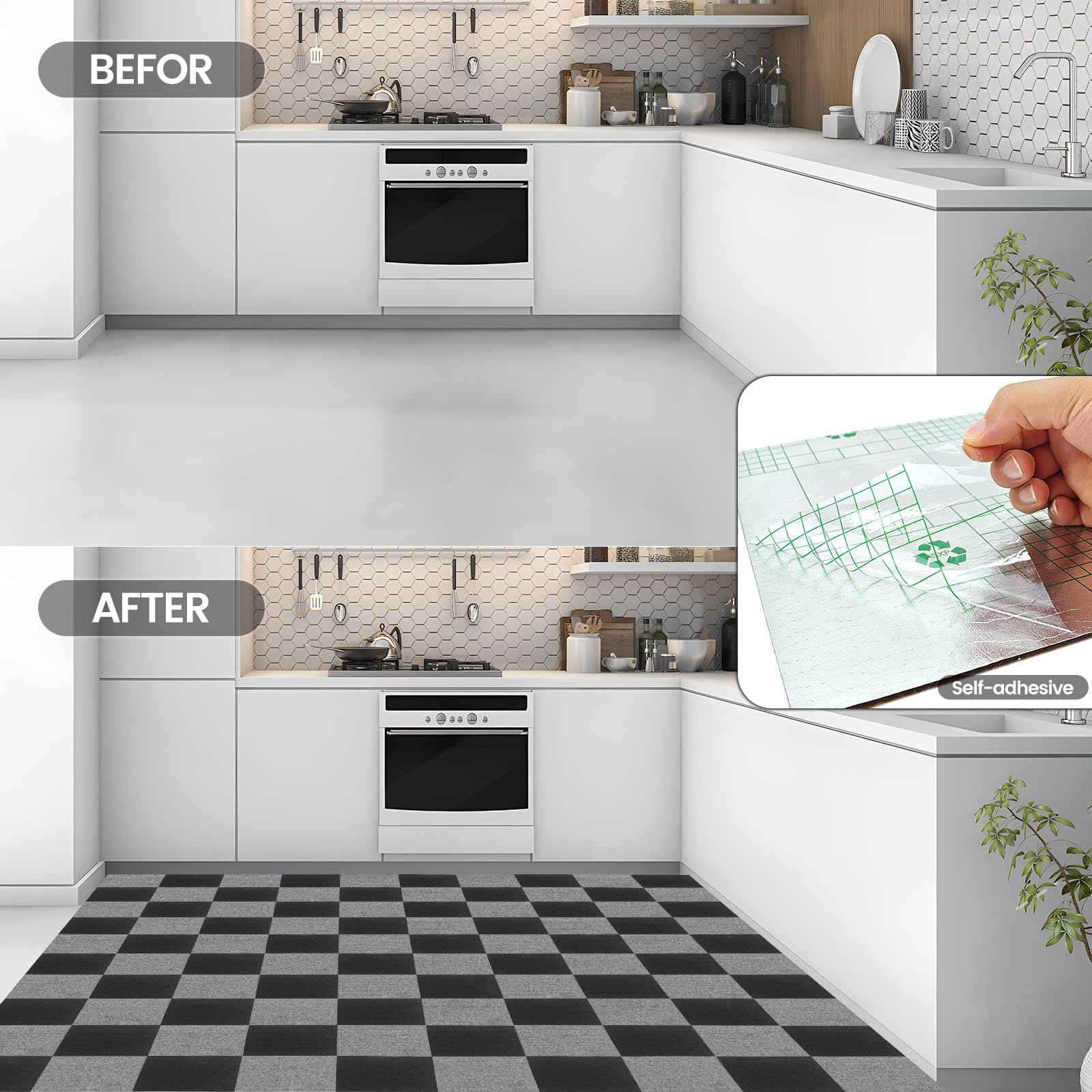 10Pcs Carpet Tiles Peel and Stick 12 x 12 Non-Slip Self Adhesive Squares Carpet Floor Tile Reusable Waterproof — view 5