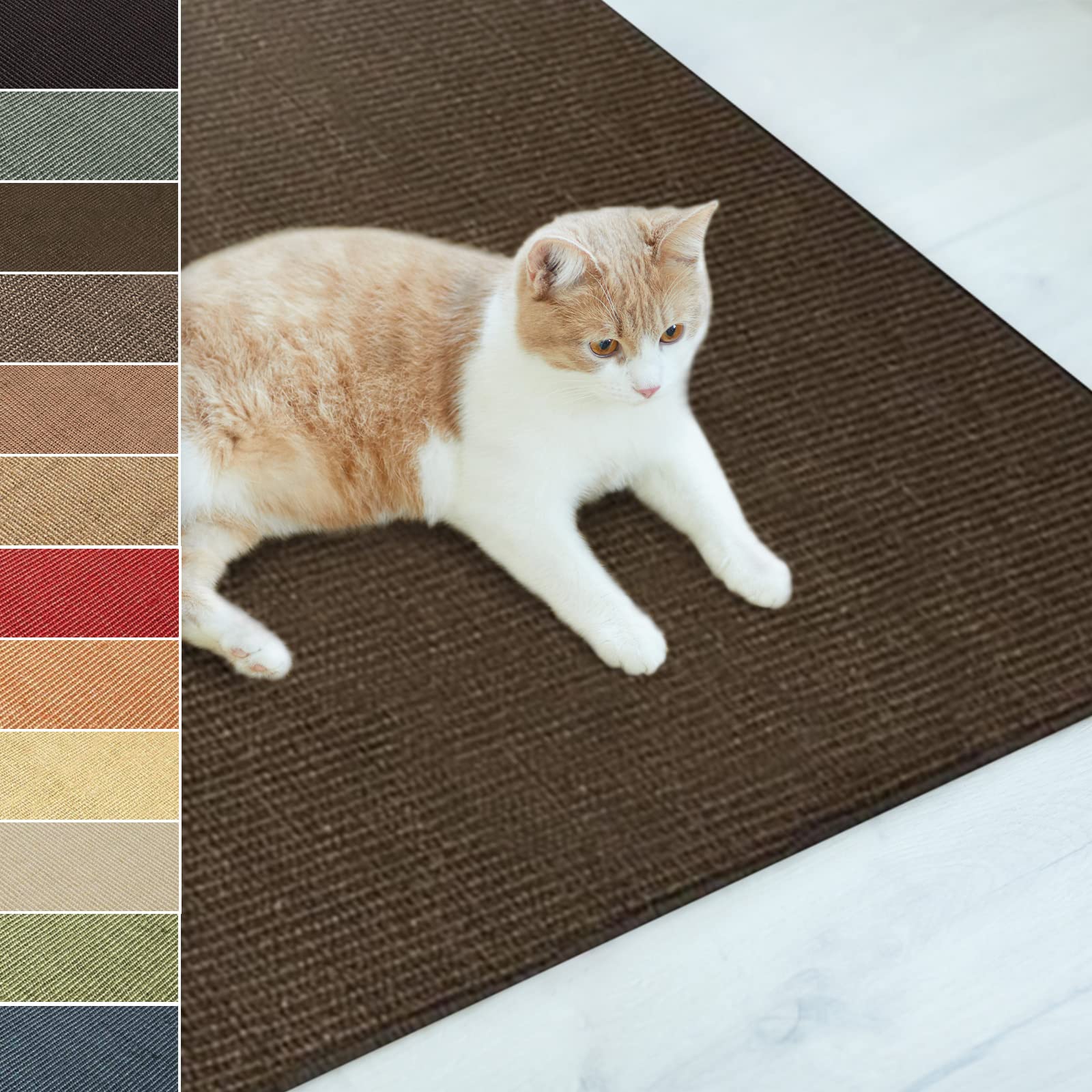 Floordirekt Sisal Cat Scratching Mat, Large Cat Scratch Mat (Dark Brown, 50 x 50 cm) Non-Slip Cat Claw Mat Scratching Board Pad, Natural Sisal Scratch Carpet, Woven Mat Furniture Protector โ image 1