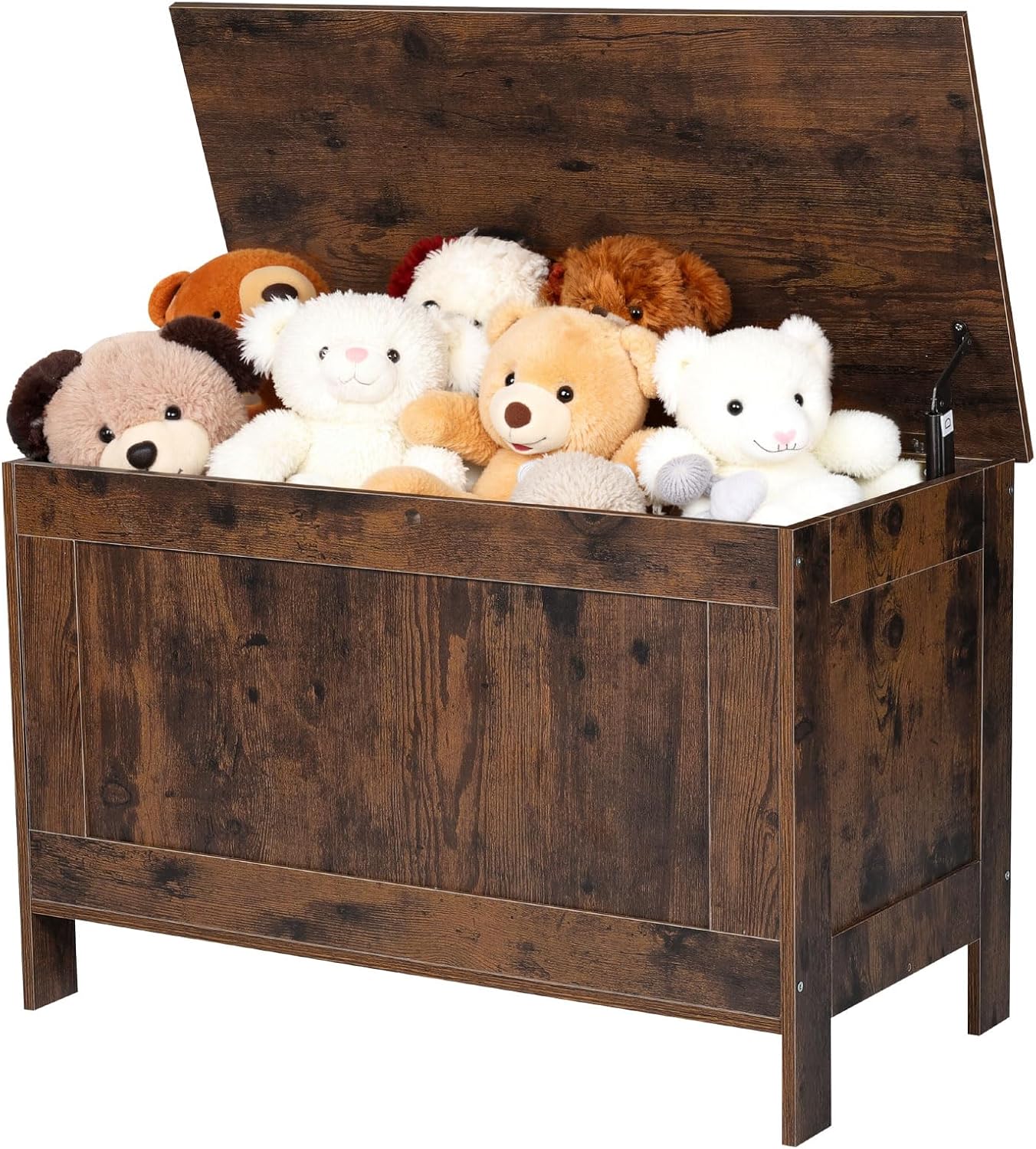 VEVOR Kids Storage Bench, Wooden Toy Box Chest, Large Storage Cabinet with Safety Hinge, Toddlers Retro Storage Bench for Playroom, Living Room or Entryway, 29.7 x 15.3 x 18.9 in, Easy Assembly, Brown