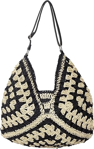 Bolsos Hobo de paja para mujer, bolso de hombro vintage, bolsa de mano, bolsa de playa de diseñador, bolsa de playa, vacaciones, trabajo, todos los