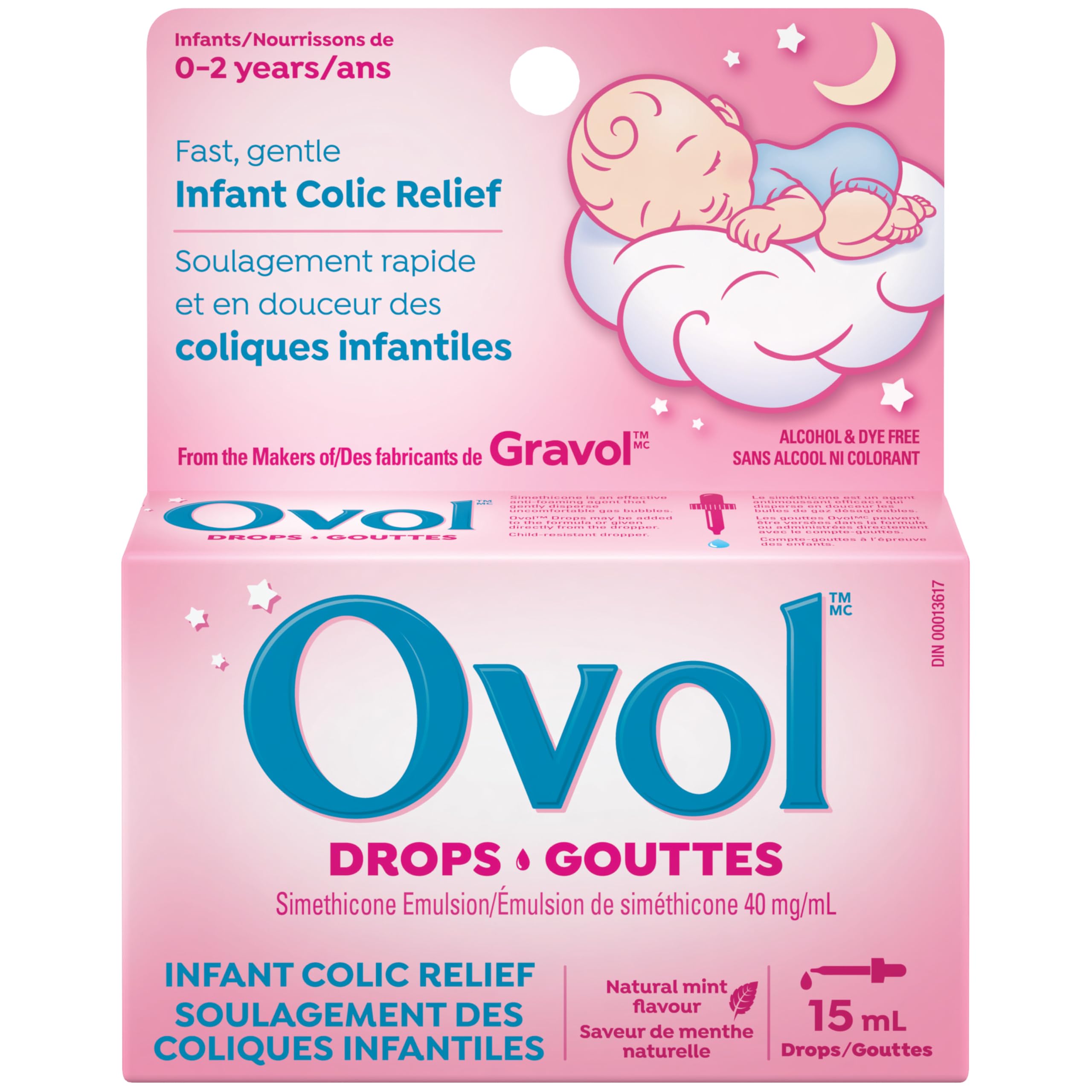 Ovol Drops - Fast, Gentle Infant Colic Relief, Made in Canada, 15mL