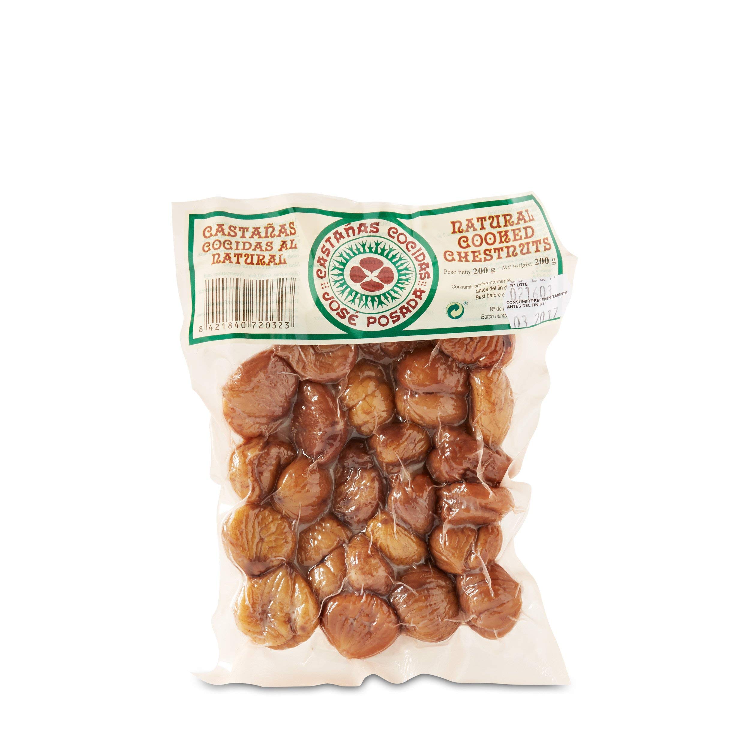 Posada Castañas españolas cocidas enteras, 200 g (Paquete de 2)