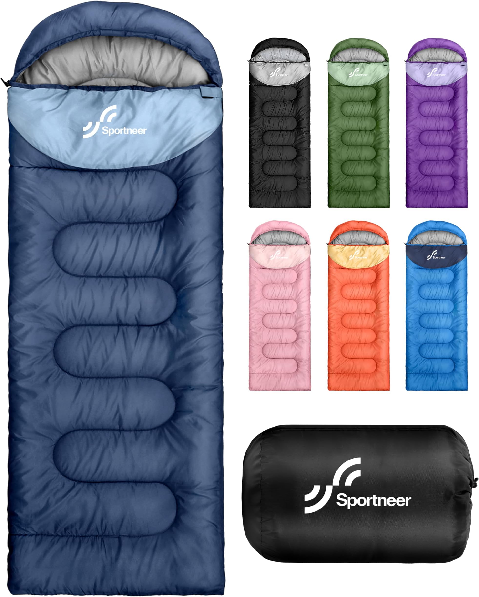 Outdoor Sleeping Bag for Camping: Sportneer 3-4 Seasons Summer Sleeping Bag Winter Sleeping Bag Small Pack Size Portable Ultralight 1.7 kg Full Filling for Adults Trekking Travel