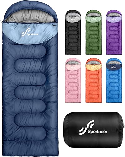 Miniatura 12 de Sportneer Saco de dormir para adultos y niños, para clima frío y cálido, impermeable, saco de dormir para acampar, senderismo, viajes Negro y gris