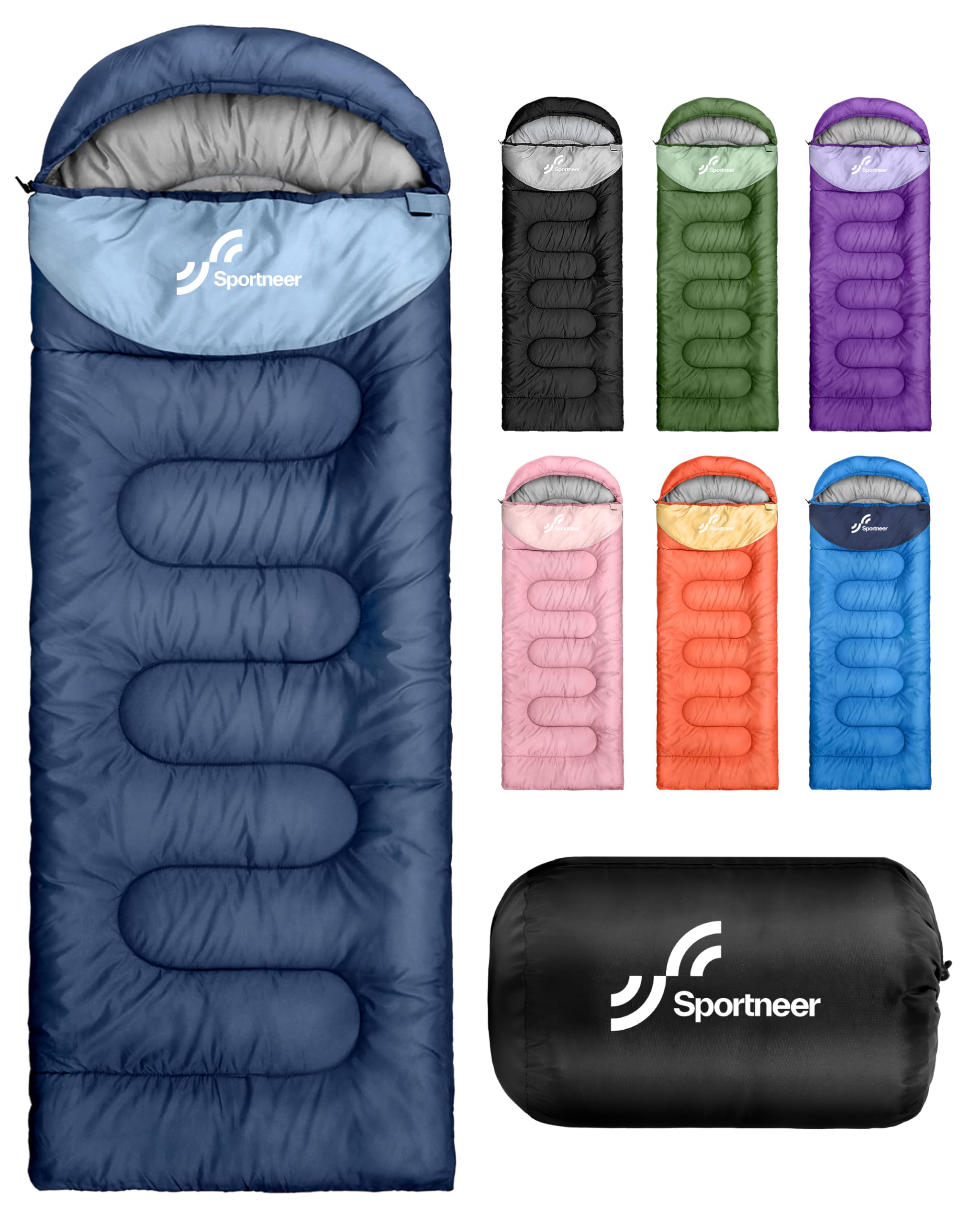 Outdoor Sleeping Bag for Camping: Sportneer 3-4 Seasons Summer Sleeping Bag Winter Sleeping Bag Small Pack Size Portable Ultralight 1.7 kg Full Filling for Adults Trekking Travel