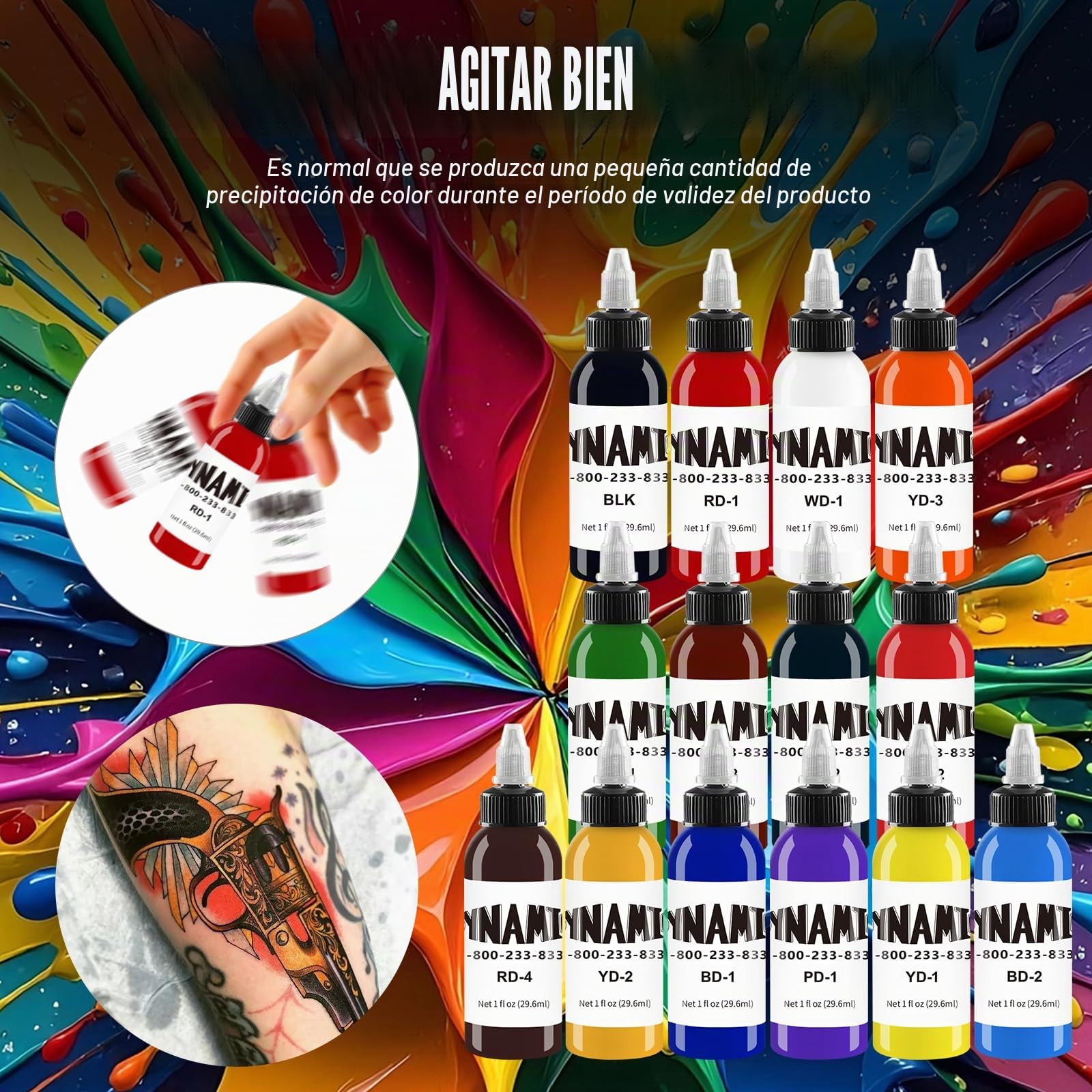 Tintas de tatuaje clásicas, tinta de tatuaje de 14 colores, tinta de tatuaje de colores (30 ml)