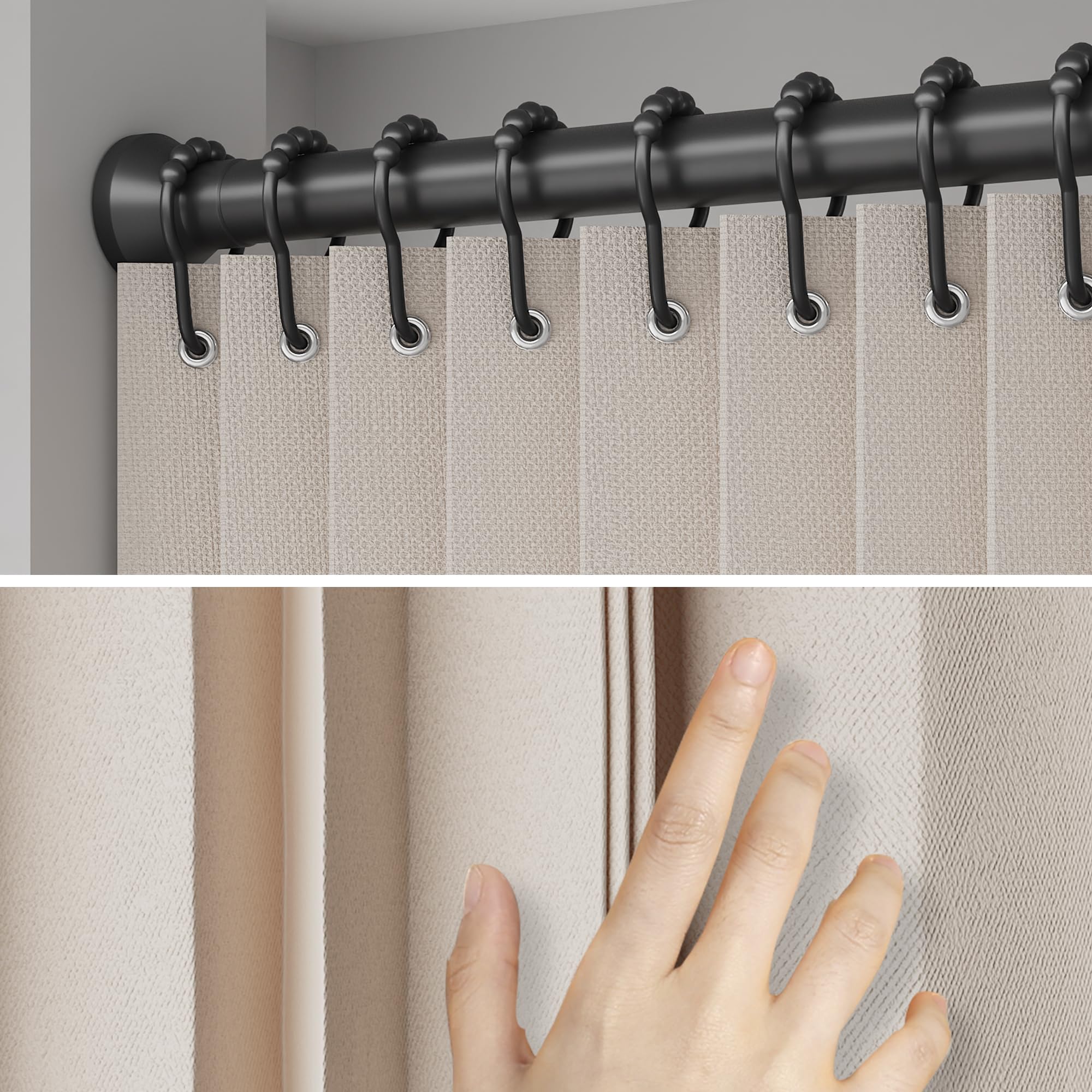 Raumteiler Vorhang Extra Breit – Trennvorhang Faltbar mit 3D Akkordeon-Design, Sichtschutz für Schlafzimmer & Büro, Raumtrenner inkl. Metallhaken & Leder-Strap (Beige, H240 x B254 cm)