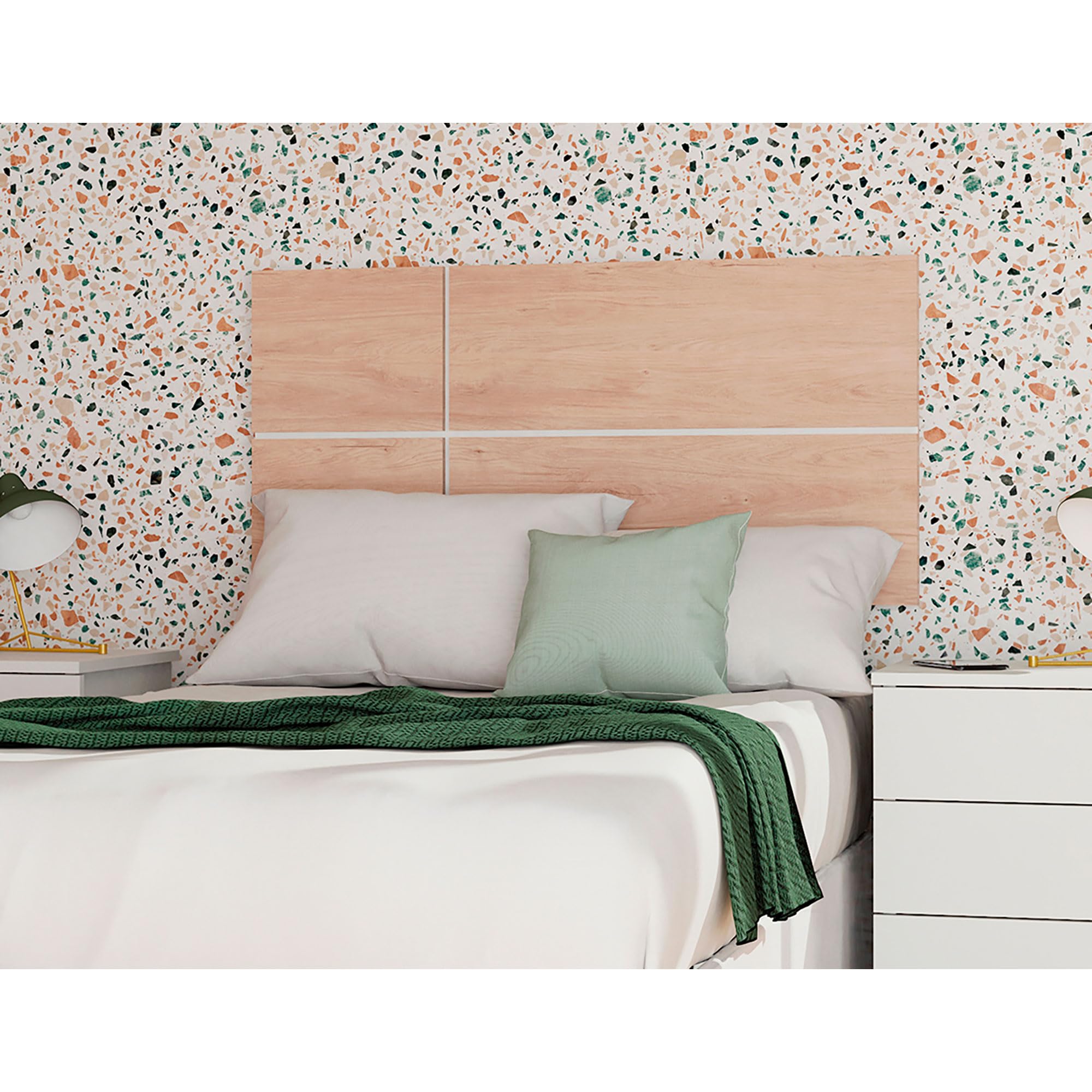 briebe Cabecero Cama Individual 100 cm Estilo Nórdico, Cabeceros de Madera Originales, Cabezal Decorativo Natura (Roble Aurora/Fondo Blanco)