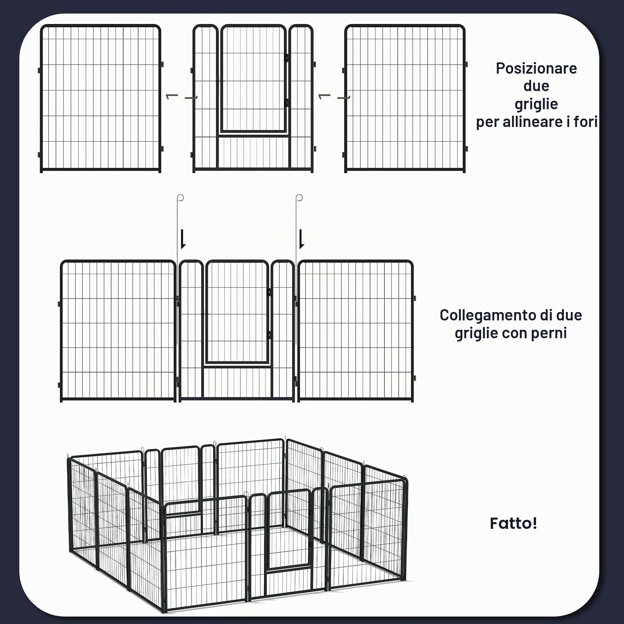 UISEBRT Recinzione per cuccioli con porta, box per cani, flessibile, pieghevole, per cani, gatti, cuccioli, conigli (65 x 80 cm, 12 pezzi)