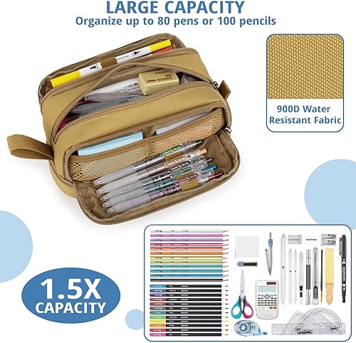 Miniatura 3 de ATRIPACK Estuche táctico de 4 compartimentos para niños, bolsa de lona grande para bolígrafos, caja de bolígrafos de gran capacidad, bolsa de