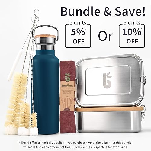 Miniatura 8 de Bambaw Botella de agua con aislamiento de 32 onzas, botella de agua azul de acero inoxidable, botella de agua reutilizable, botella de agua libre de