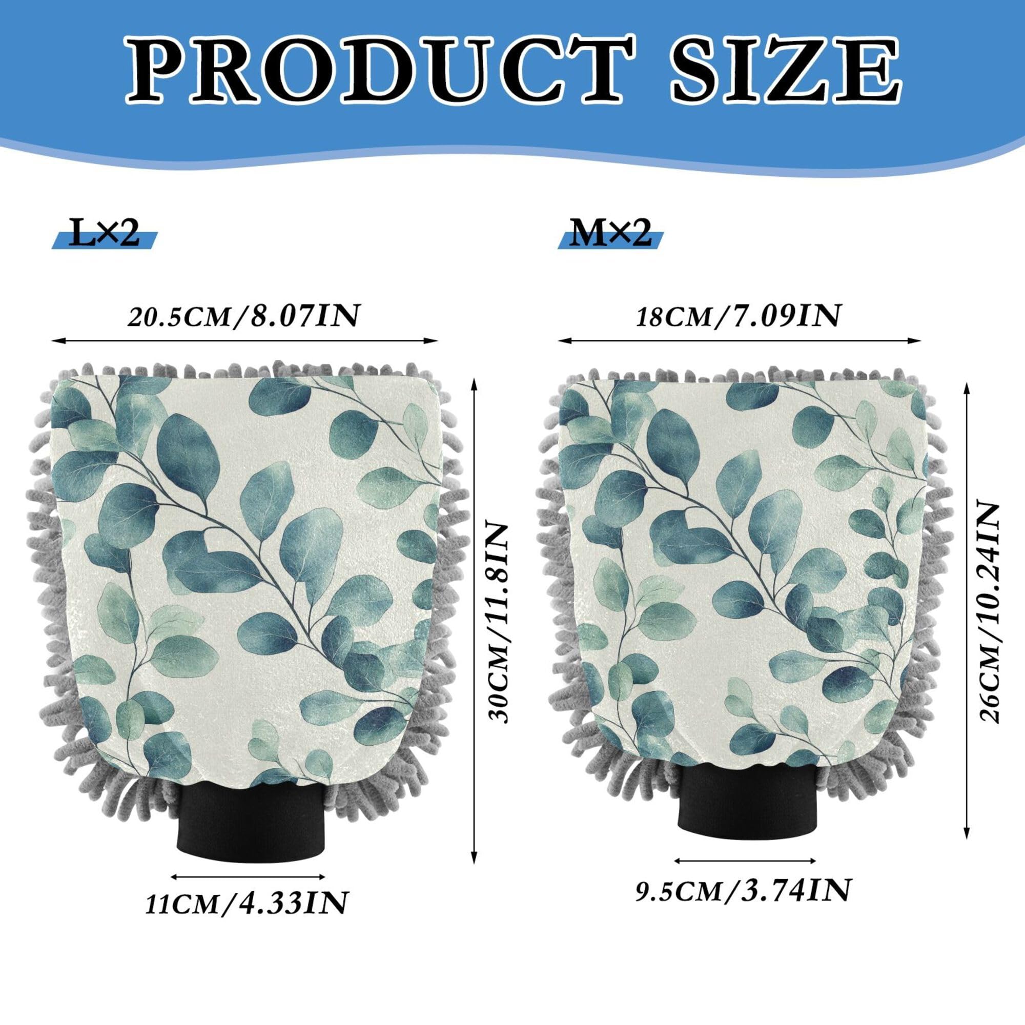 Aesthetics Eucalyptus Leaf Microfiber Wash Mitt 11.8'' Car Washing Glove Non Scratch Detailing Sponge for Hand Brush Cleaning