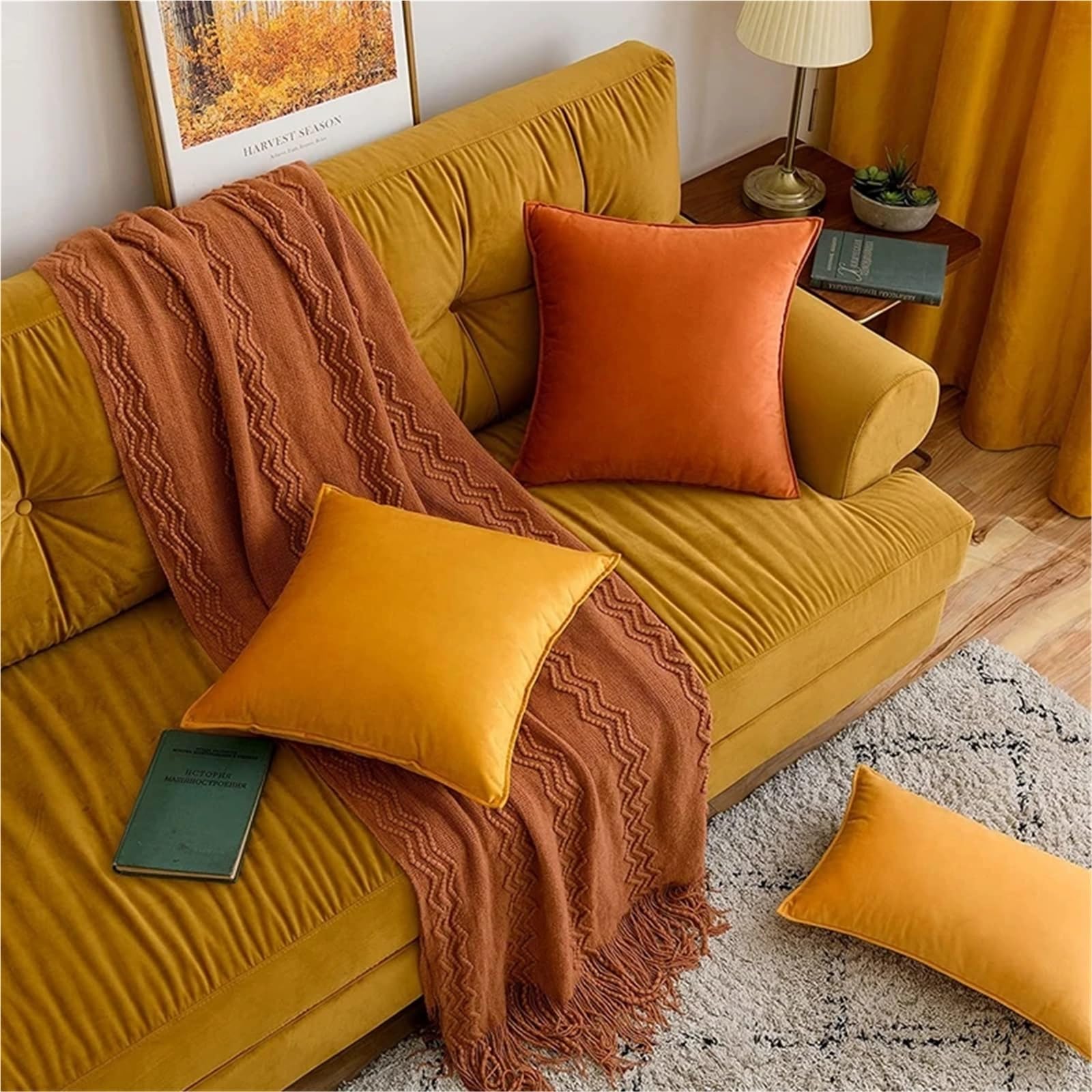 Funda De Almohada De Pana Juego de 2 Fundas de cojín Decorativas de Terciopelo for Halloween, Ideales for Dormitorio. Medidas: 30x50cm/45x45cm/50x50cm/60x60cm(Bind Gold,45x45cm 2pcs Cover)