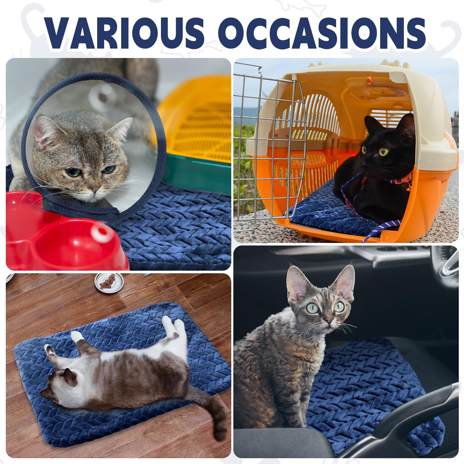 Drydiet Selbstheizende Katzenunterlage, 40,6 x 50,8 cm, selbstwärmendes Katzenbett, rutschfest, warm, waschbar, Hundehütte, Bettmatte, abnehmbarer Bezug, Katzendecke für drinnen und draußen,