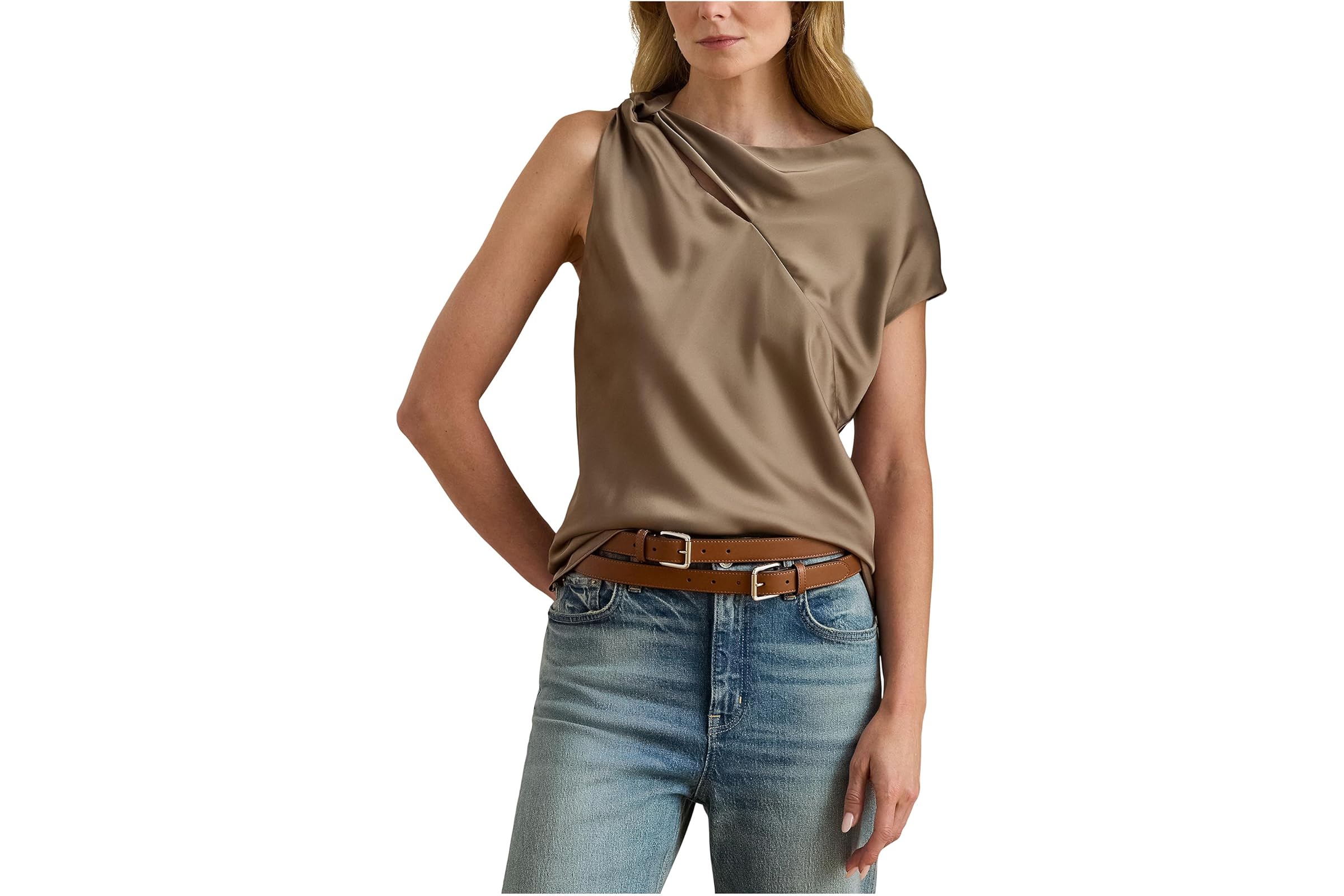 Lauren Ralph Lauren Charmeuse Asymmetrical Blouse