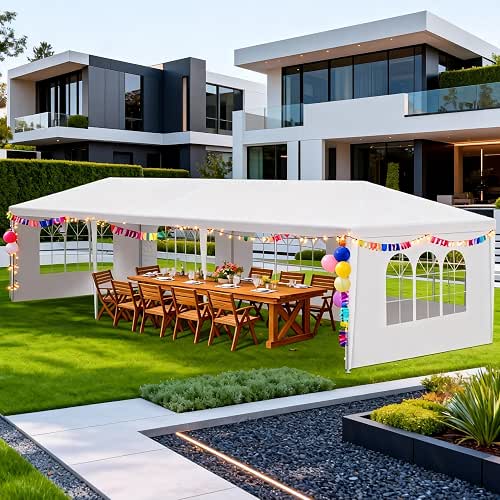 10' x 30' White Canopy Tent with 5 Removable Sidewalls,