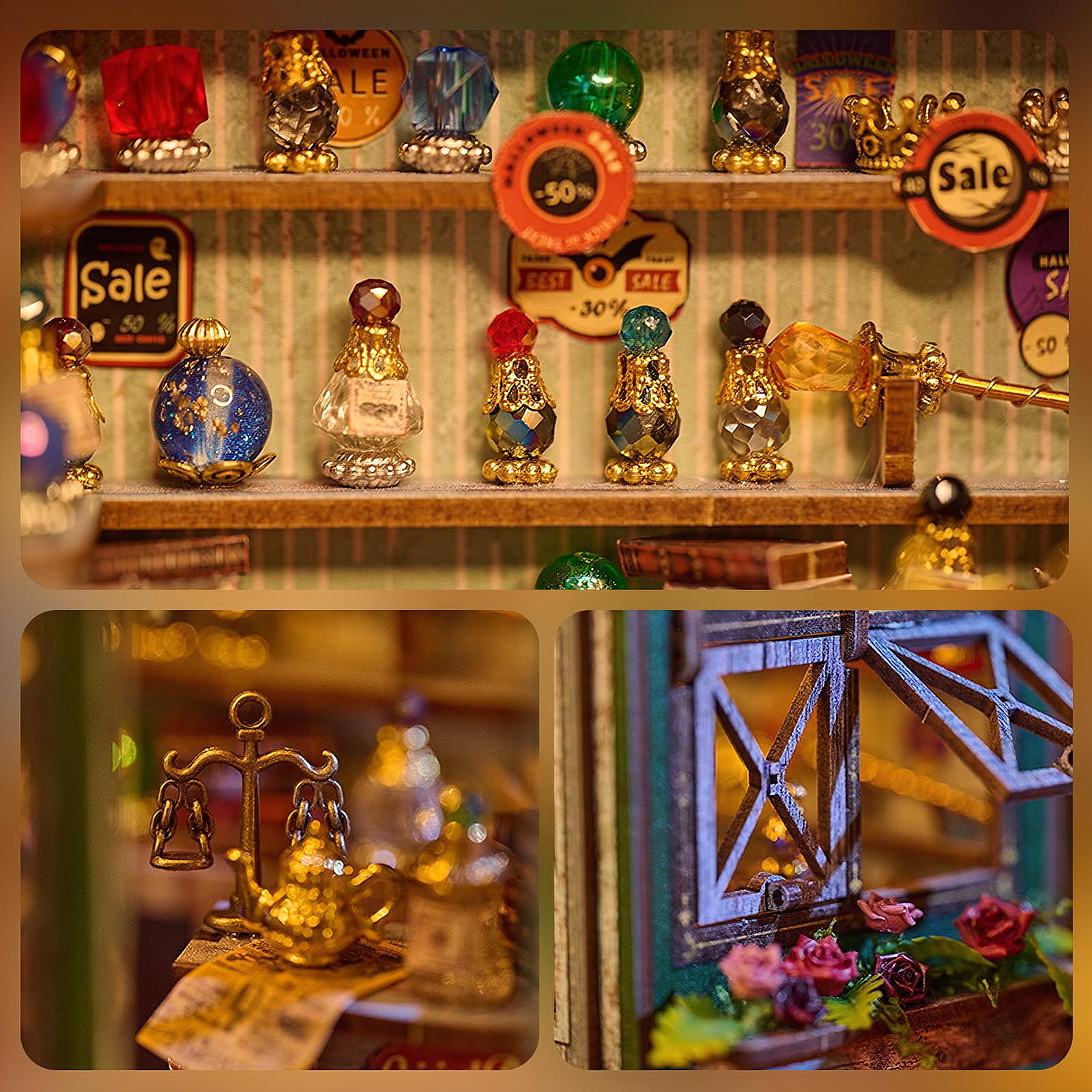 Cuteefun DIY Mini Casa de Muñecas, Book Nook Kit (Tienda Mágica) | Maquetas para Construir Adultos, Artesanía Única, Decoración para Estanterías, Regalo Creativo para Cumpleaños y Navidad