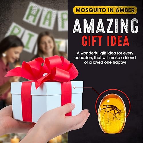 Miniatura 6 de Mosquito en ámbar - Pisapeles de resina de fondo plano - Disfraz jurásico realista de película Dino DNA Prop Topper Replica