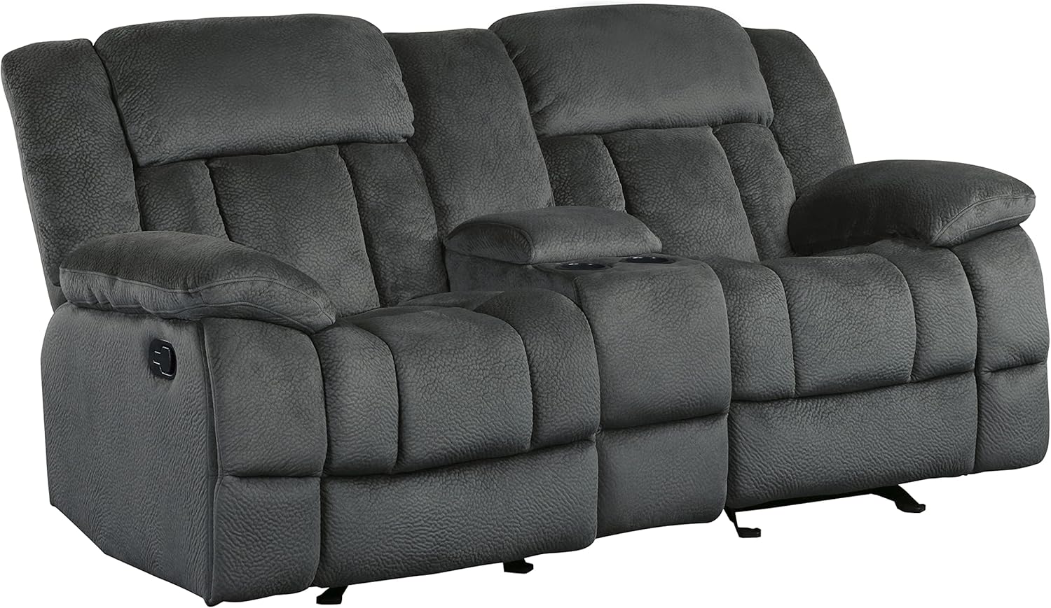 Lexicon Reclining Living Room Set, Wall Hugger Manual Reclining Sofas, Couches for Living Room, Includes Reclining Sofa and Dual Glider Recliner Loveseat, 2-Piece Set, Charcoal​