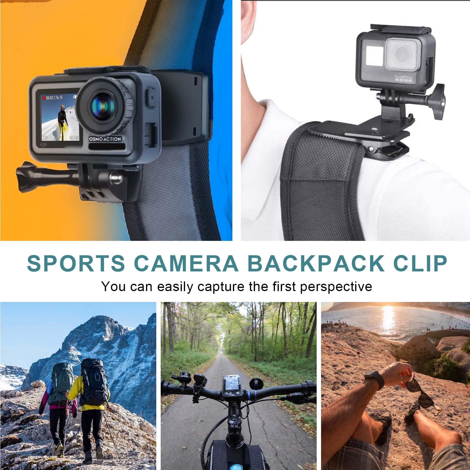 Lot 2 Fixations Appareil Photo Sac à Dos Fhioevt - Clip 360° Pour GoPro DJI Osmo Insta360