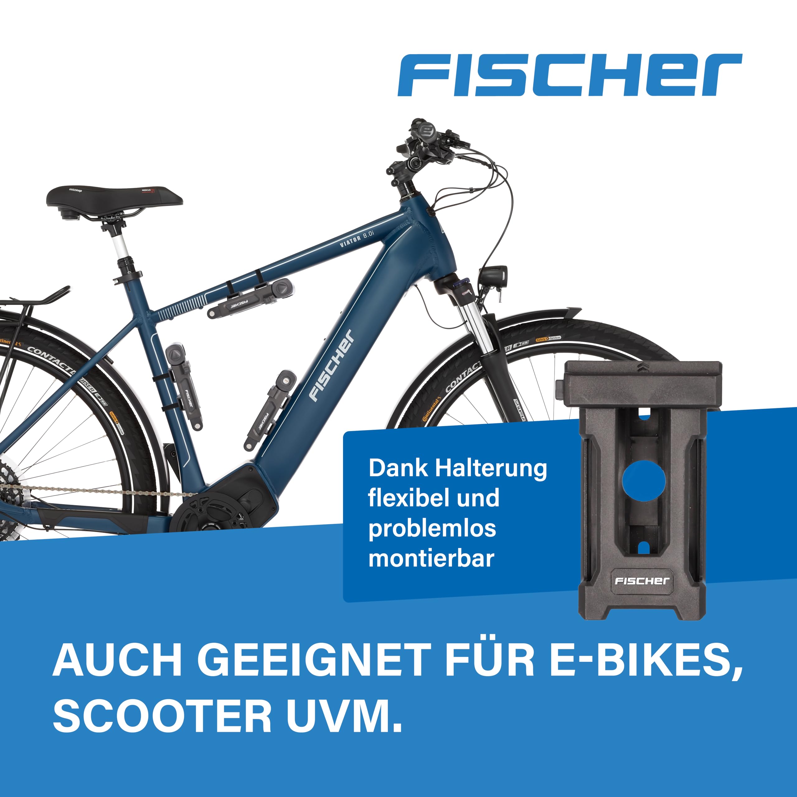 Fischer - Lucchetto pieghevole con supporto e 2 chiavi di sicurezza