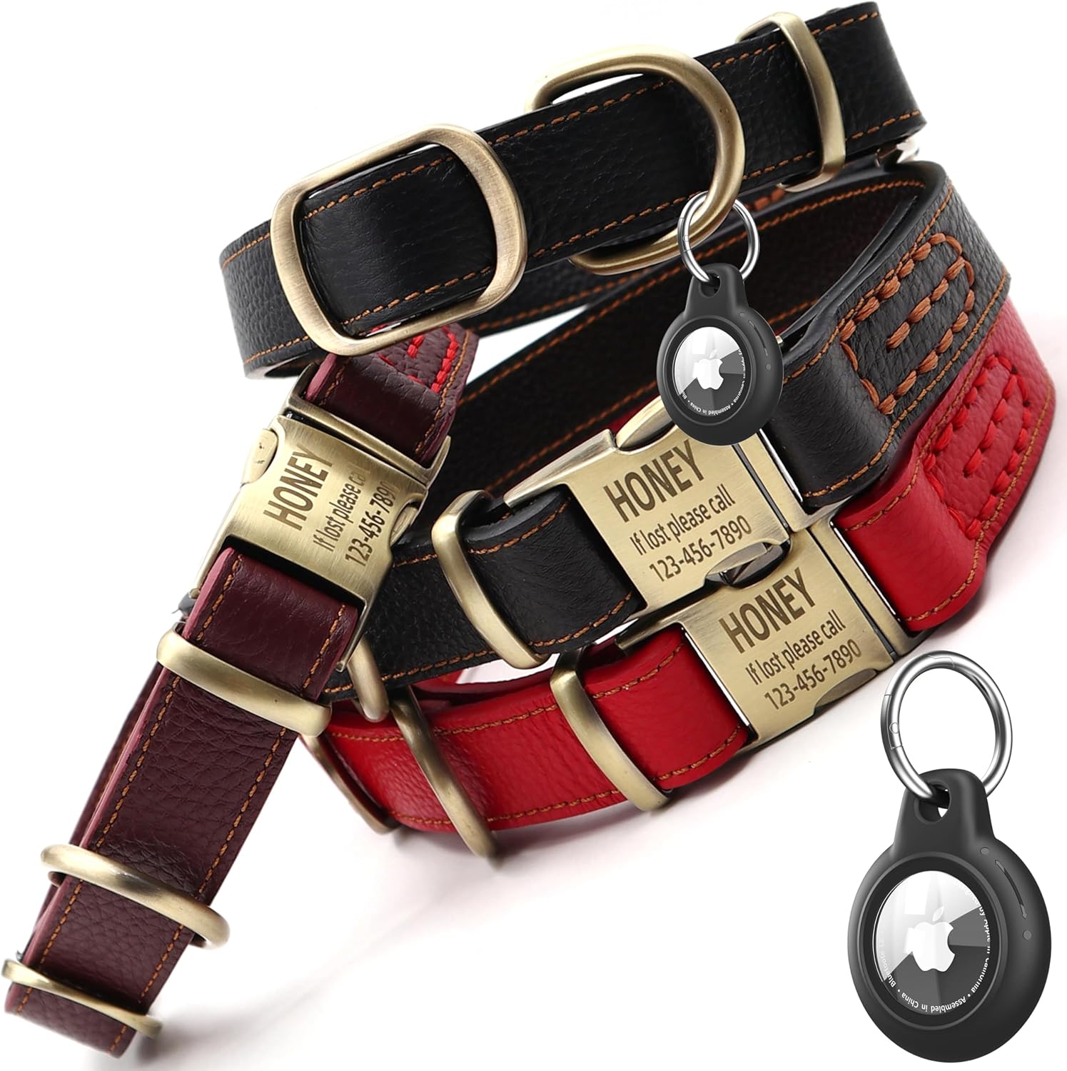YOUYIXUN Personalized Leather Dog Collar with Waterproof