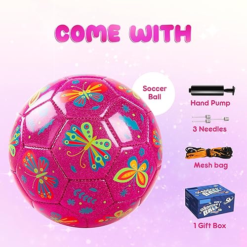 Miniatura 4 de Balón de fútbol para niños, tamaño 2, 3, 4, unicornio con purpurina, dinosaurio, para niños pequeños de 1 a 3, 3, 8, 8 a 12 años, pelota inflable