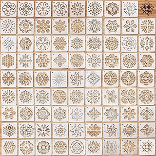 80 Pieces 3 x 3 Inch Mandala Reusable Plastic Art Craft Kits for DIY Painting Art Projects Wood Wall Floor Fabric Furniture Tile Holiday Stencils Decorations Mandala Stencils Craft Kits