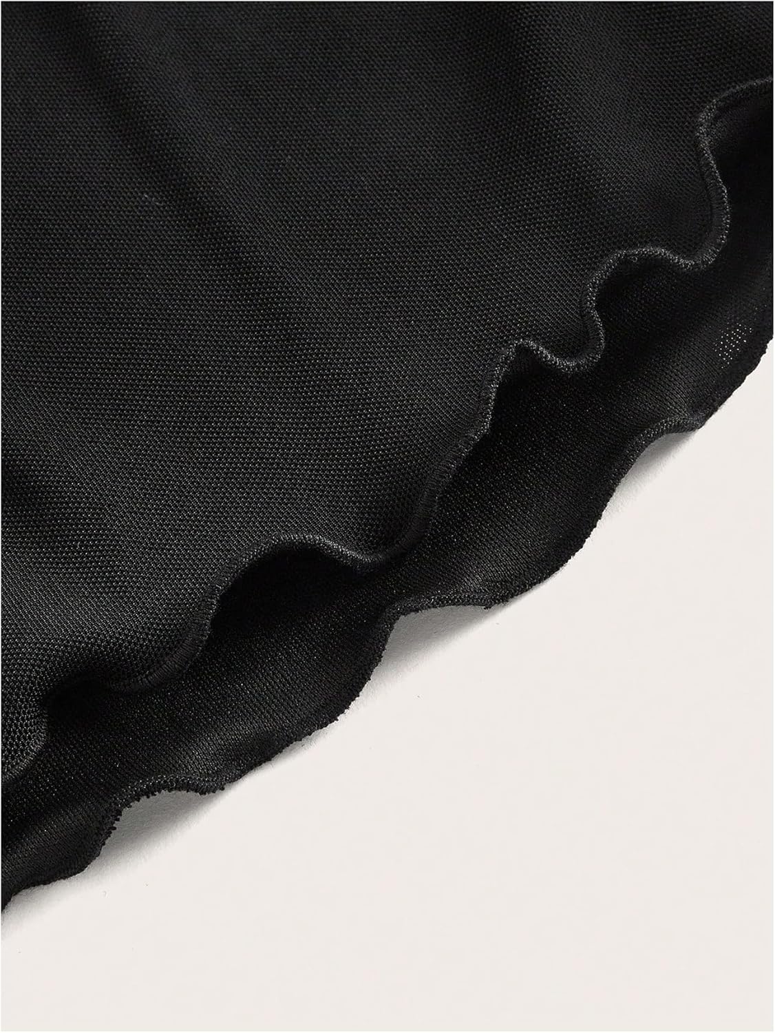 GORGLITTER Women's Bell Sleeve Off The Shoulder Tops Mesh Long Sleeve Ruched Halter Crop Top - Image 3