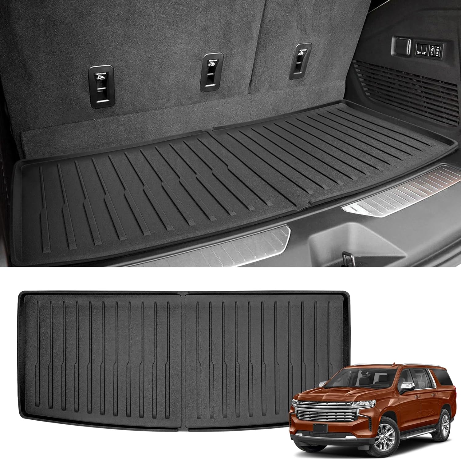 Cargo Mat Compatible with 2022-2025 Chevrolet Tahoe/GMC Yukon Cargo Liner Rear Trunk Liner Black Trunk Mat Replacement for 2022-2025 Chevy Tahoe Accessories(Cargo mat)