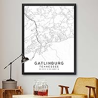 Vista 1 de Mapa de Gatlinburg, Tennessee, Light 2 (16x20)