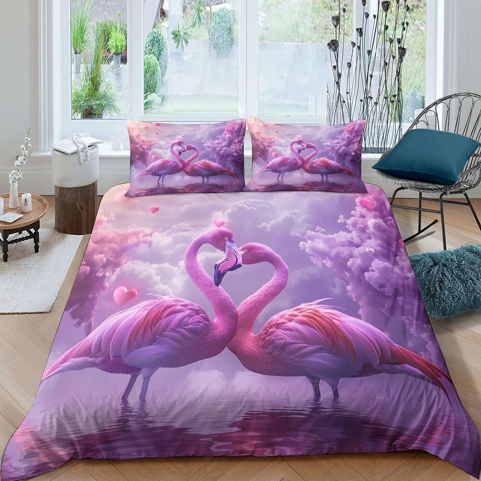 Ctjqhvkz Style-9 3D Printed Pink Flamingo Fitted Sheet Microfiber Soft Bedroom Decor Tropical Forest Mattress Cover For Home Dorm Single（135X200cm）