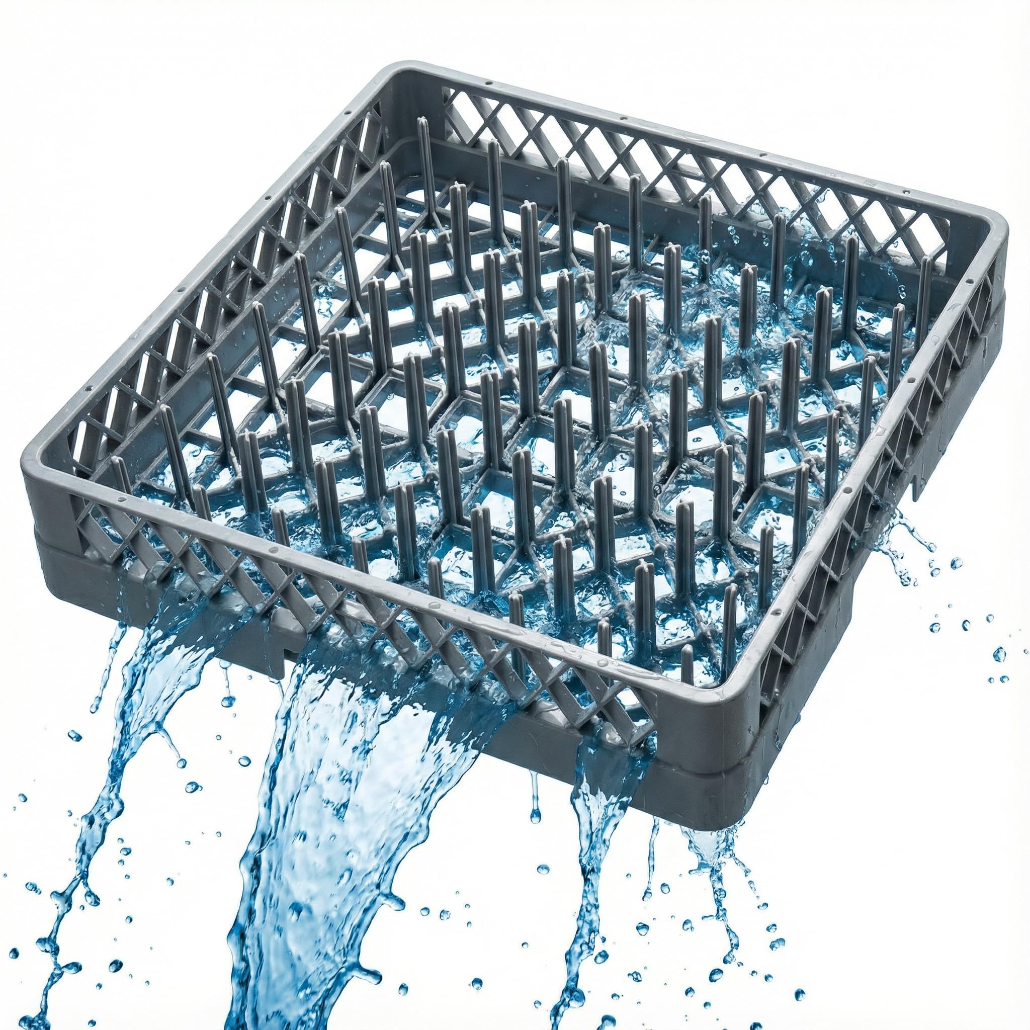 MORLEOS Spülkorb 50x50 für Gastro Spülmaschine – Tellerspülkorb 49x49x10 cm mit 64 Fingern – Geschirrkorb für Restaurant Hotel Catering – robust hygienisch