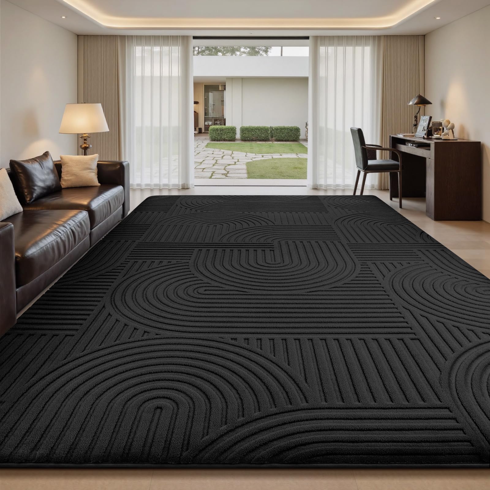 Sour Lemon Extra Large Black Rugs for Living Room 275x370cm,Rug for Bedroom