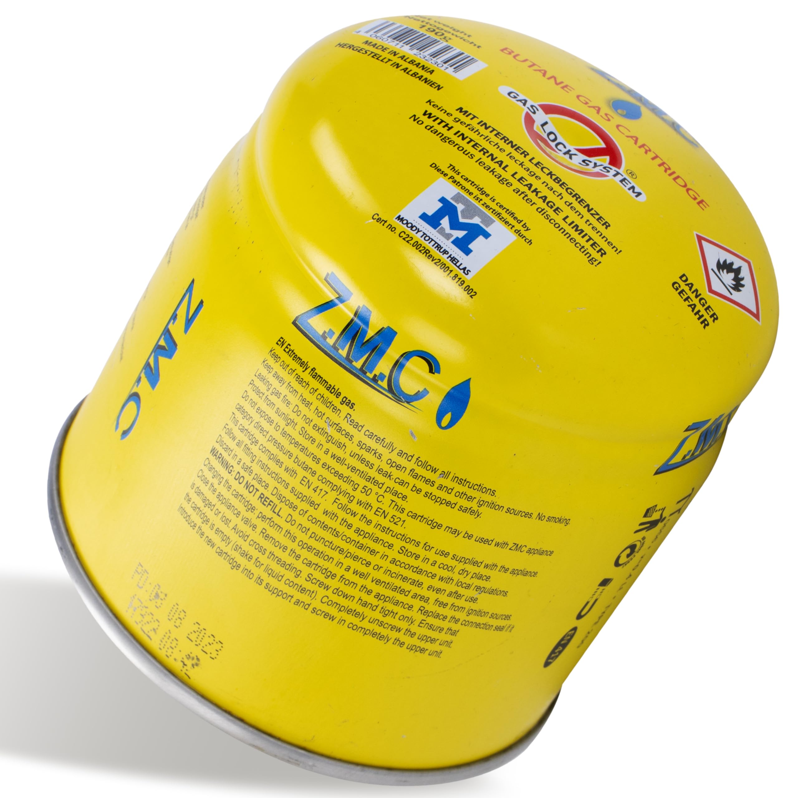 Z.M.C 24x 190g 400 ML Butane Cartouche de Perçage Gas Stechgaskartusche Gaz avec Soupape Sécurité pour Cuisinière à Brûleur Camping Bec Bunsen Soudage EN417