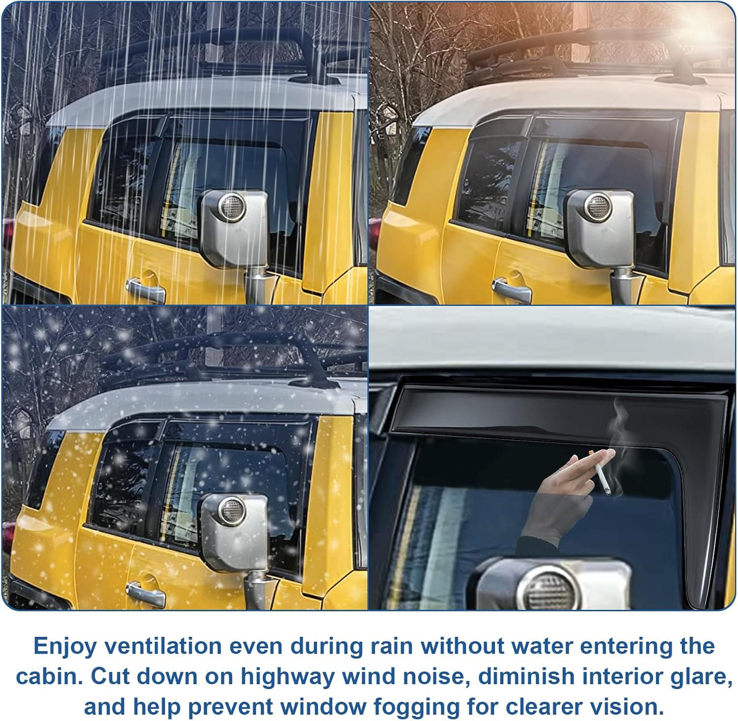 Rain Guards Window Visors for Toyota FJ Cruiser 2007-2014 Side Window Wind Deflectors