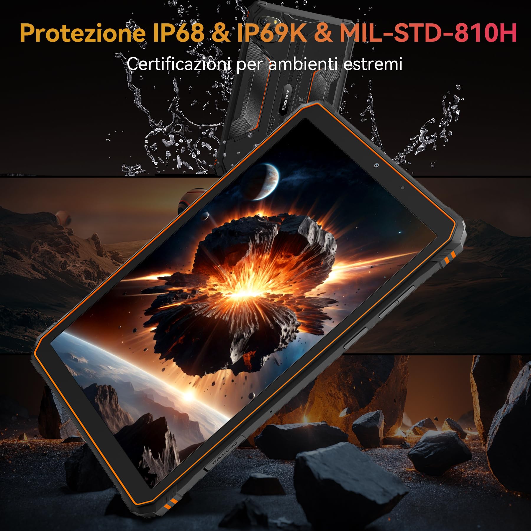 Blackview Tablet Rugged 8.68 Pollici Android 15 GeminiAI, 24 GB RAM 128 GB ROM + 2 TB TF Active 5 Rugged Tablet PC Dual 4G SIM/IPS 90 Hz/AI Camera/NFC/Face ID/GPS/IP68&IP69K&MIL‑STD‑810H