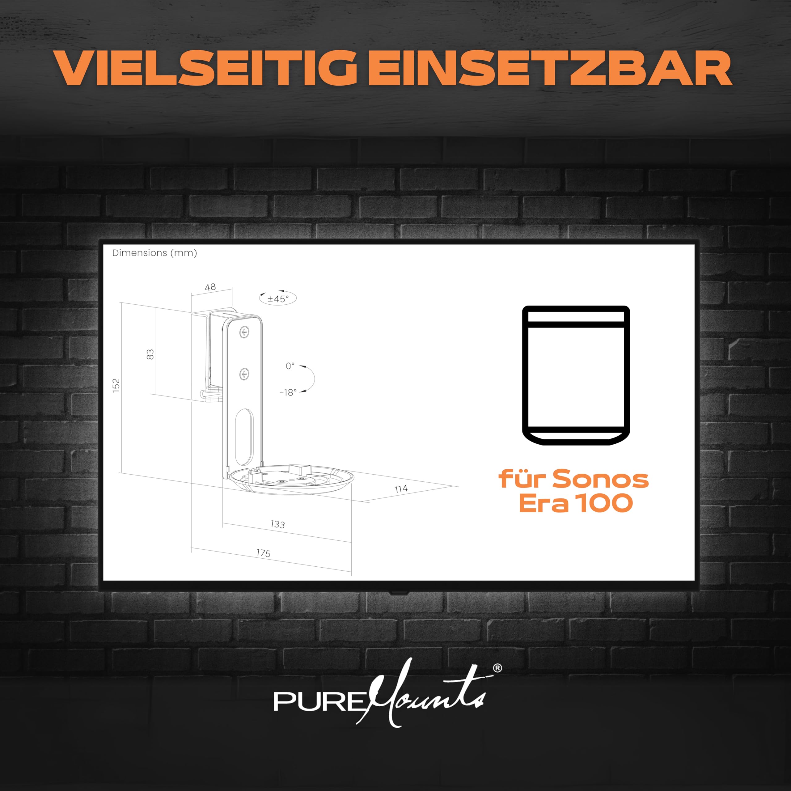 PureMounts® Głośnik ścienny do Sonos® Era 100, zestaw 2-częściowy, biały