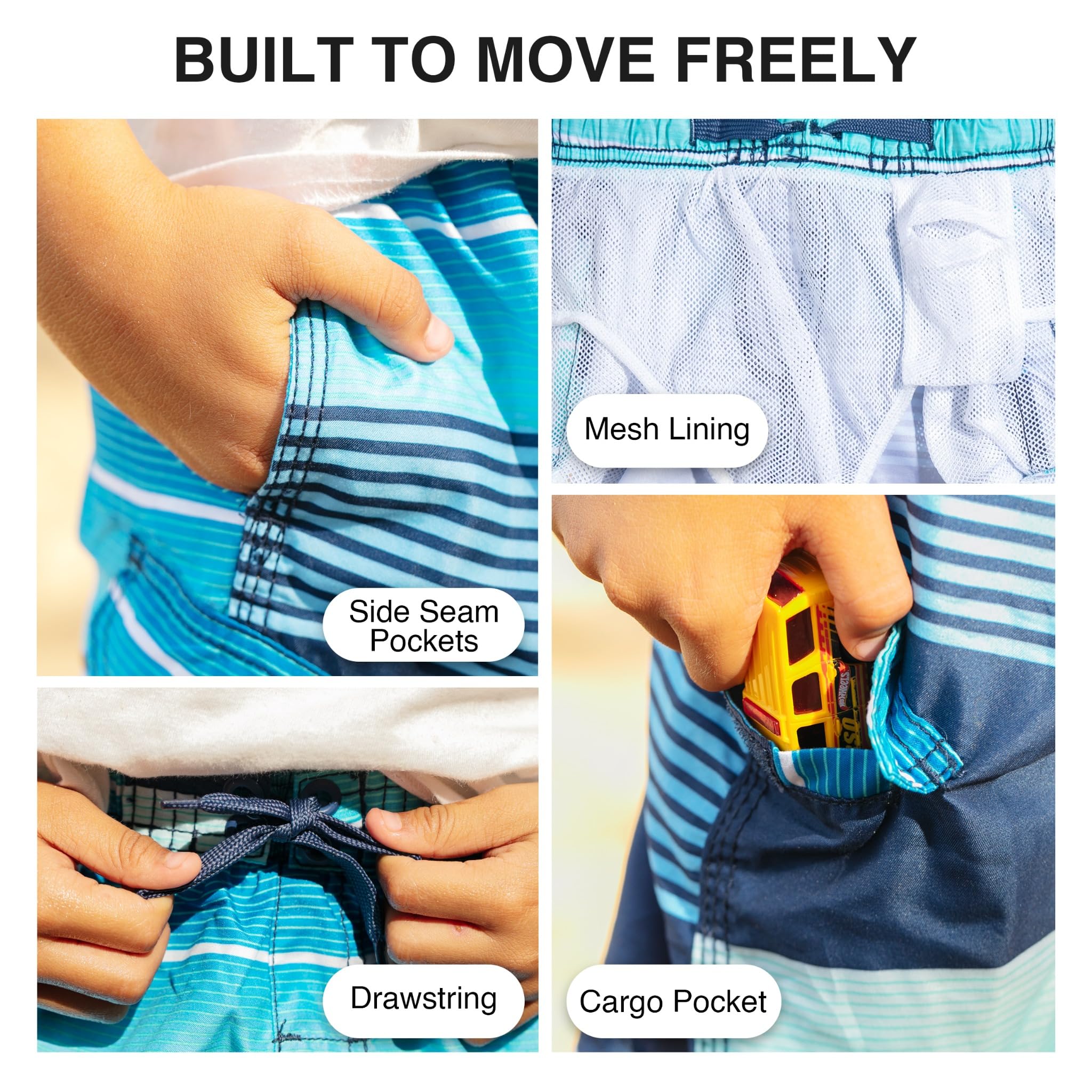 Kanu Surf Zipline Quick Dry UPF 50+ Beach Swim Trunk Baador para Hombre Niños (Pack de 1)