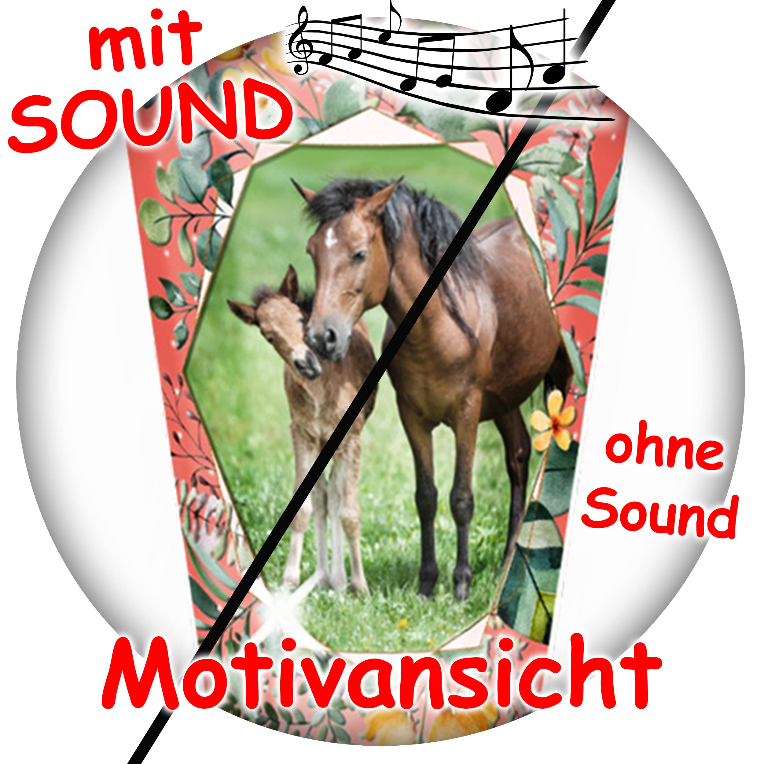 alles-meine.de GmbH Schultüte mit Sound & Geräusch Effekt ! Pferde/Pferdeliebe 35-85 cm Größe wählbar inkl. komplette Füllung + Name + Bänder Schleife + Kunststoff ..