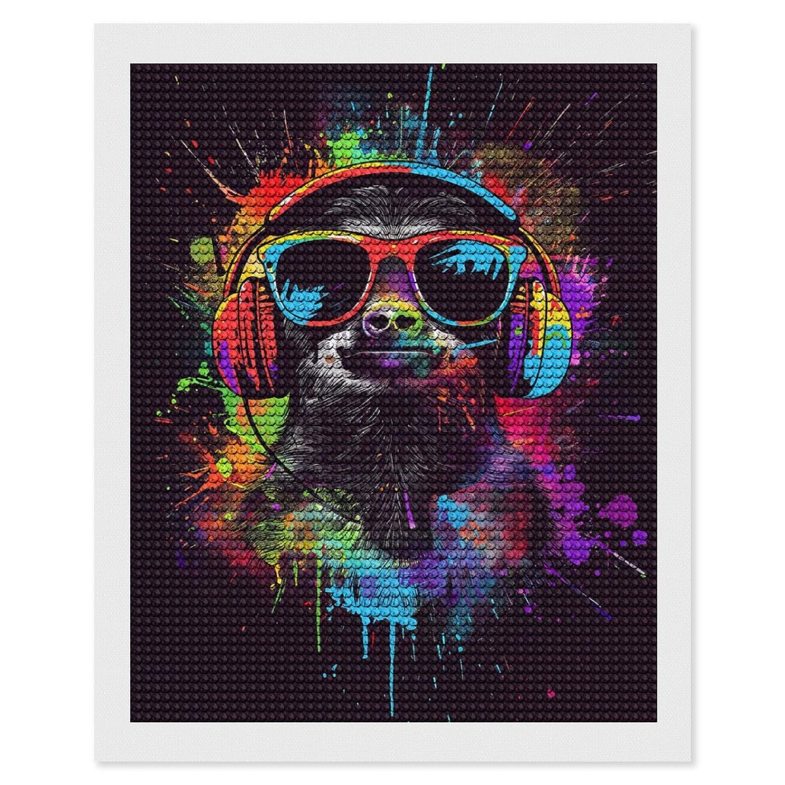 Junmoney Sloth Colorful Diamond Painting Set 16"x20", Full Kit Included, Sparkling Round Gems, Farmhouse Decor, Festive Craft Gift