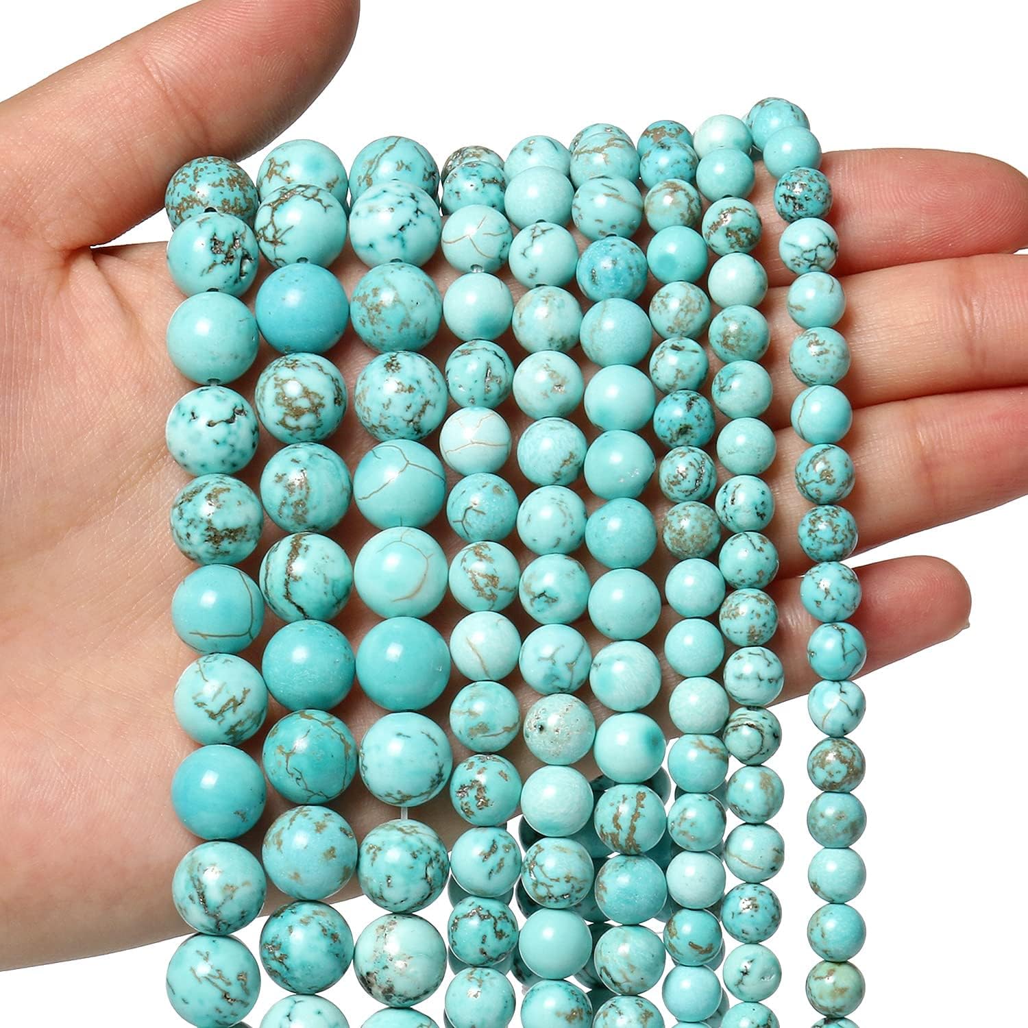 Perles Turquoise Mate – 6mm – Pierre Naturelle – Brin De 19cm (31 Perles)
