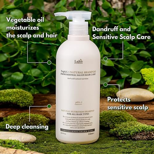 Miniatura 3 de LA'DOR TripleX 3 Champú limpiador profundo de 2 x 5.07 onzas líquidas, cuero cabelludo sensible, caspa, ingredientes derivados naturales, árbol de