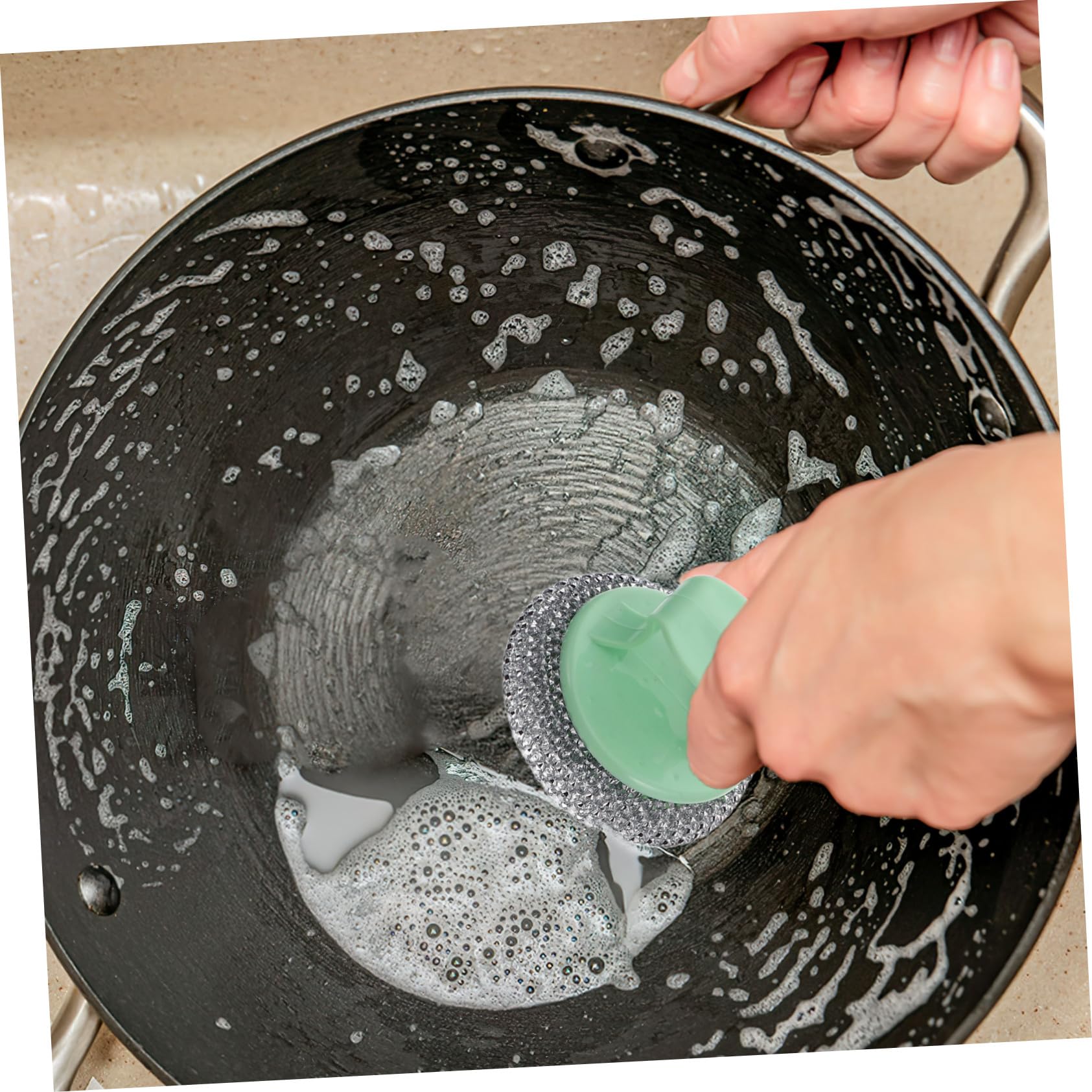 30 Piezas Estropajo de Acero Inoxidable con Mango Desmontable para Limpieza de Ollas y Sartenes Resistente y Ergonómico para Cocina Doméstica y Profesional Paquete de Unidades