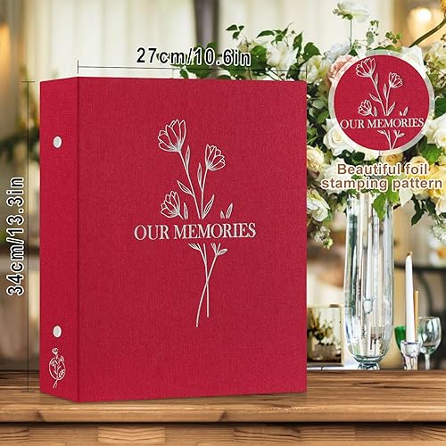Vista 144 de Lanpn Álbumes de fotos pequeños de 4 x 6 pulgadas, 50 imágenes, paquete de 2 unidades, mini capacidad de lino Our Memories, juego de bolsillos