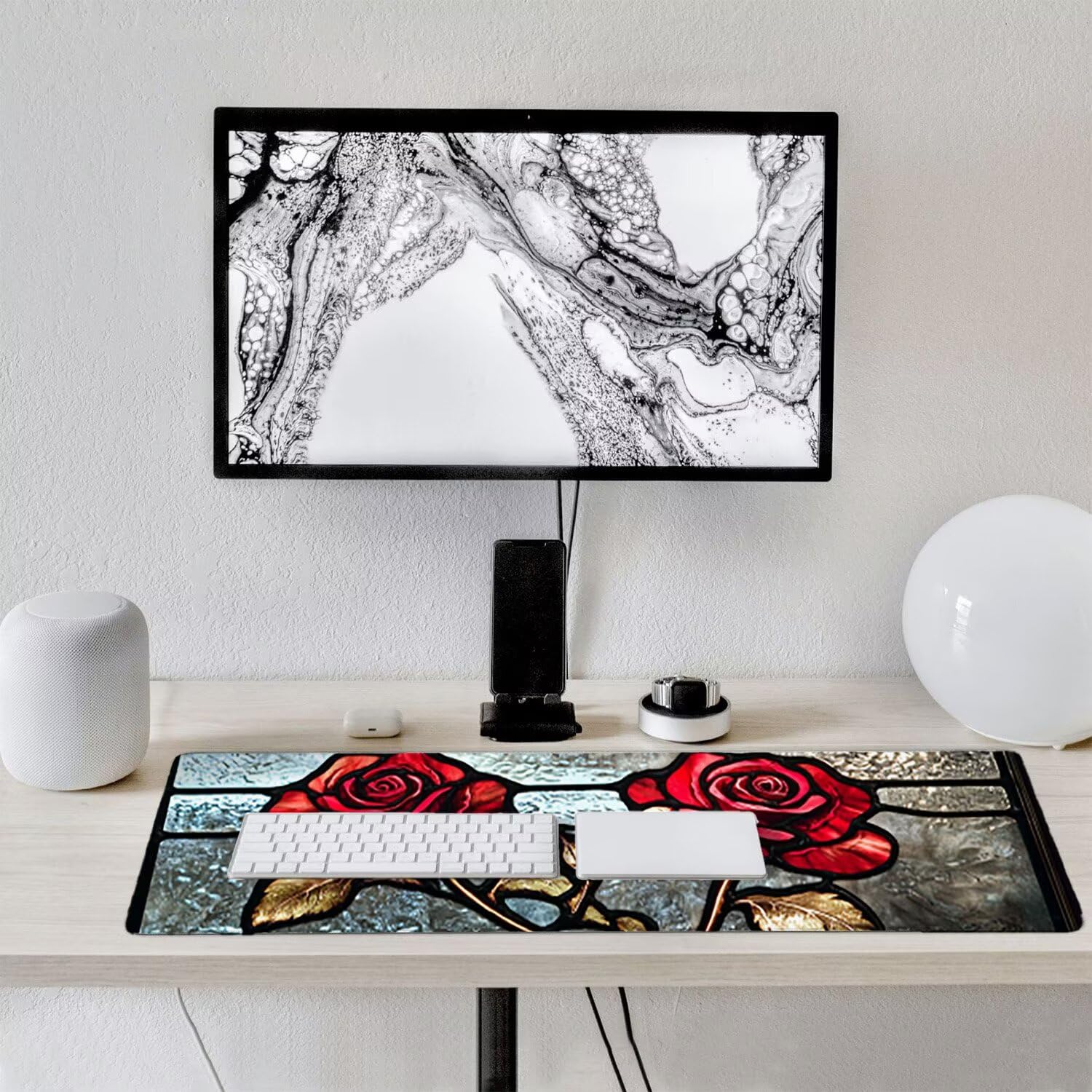 Podkładka pod mysz do gier XXL duża mysz 1600 x 800 mm, duża podkładka pod biurko z antypoślizgową gumową podstawą dla graczy, poprawia precyzję i szybkość (czerwona róża) o-307