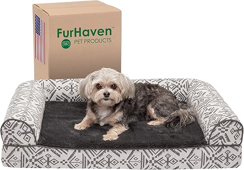 Miniatura 35 de Furhaven Cama para perros de espuma viscoelástica para perros medianos/pequeños con refuerzos extraíbles y funda lavable, para perros de hasta 35