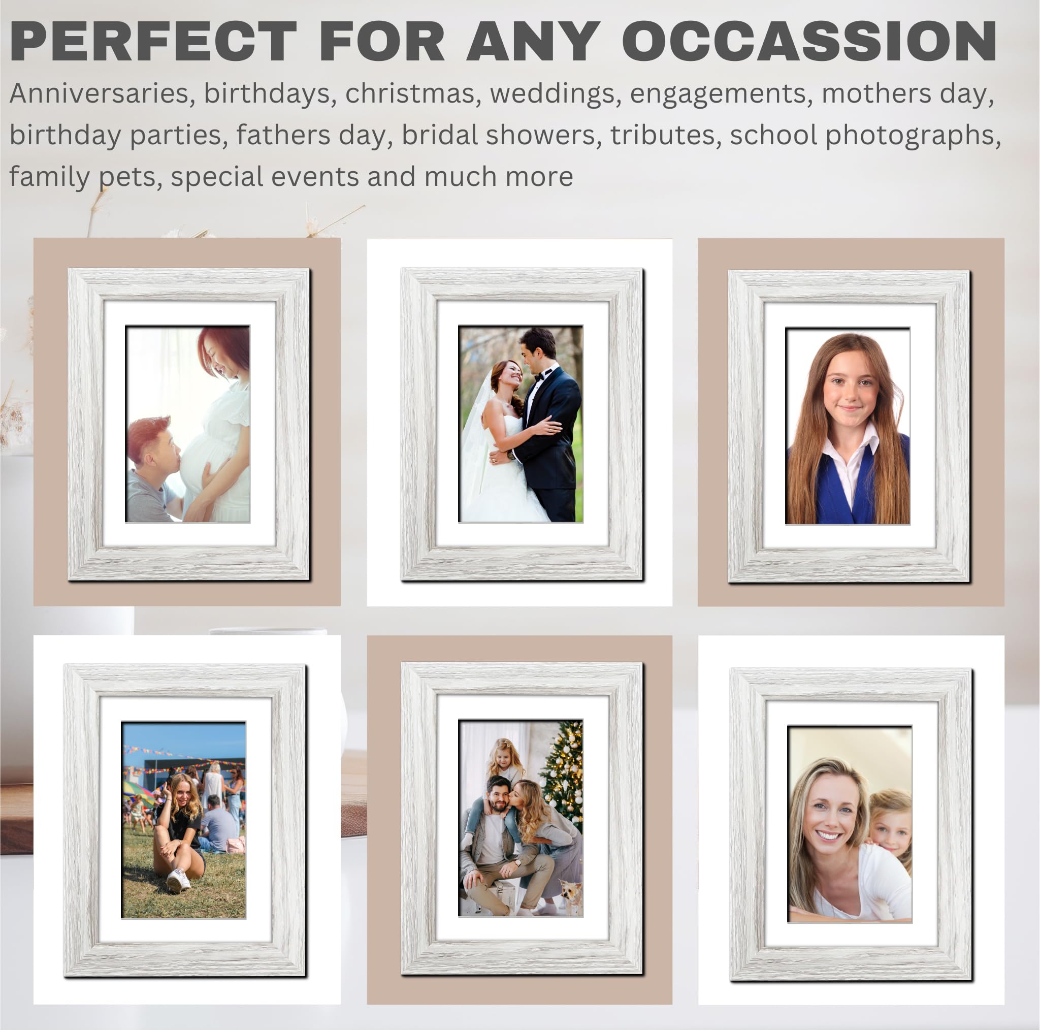Picture Frame 7 x 5, Light Grey, Freestanding and Wall Mountable, 13 x 18 cm, 7x5 Picture Frames, Grey 5x7 Photo Frames - Image 2
