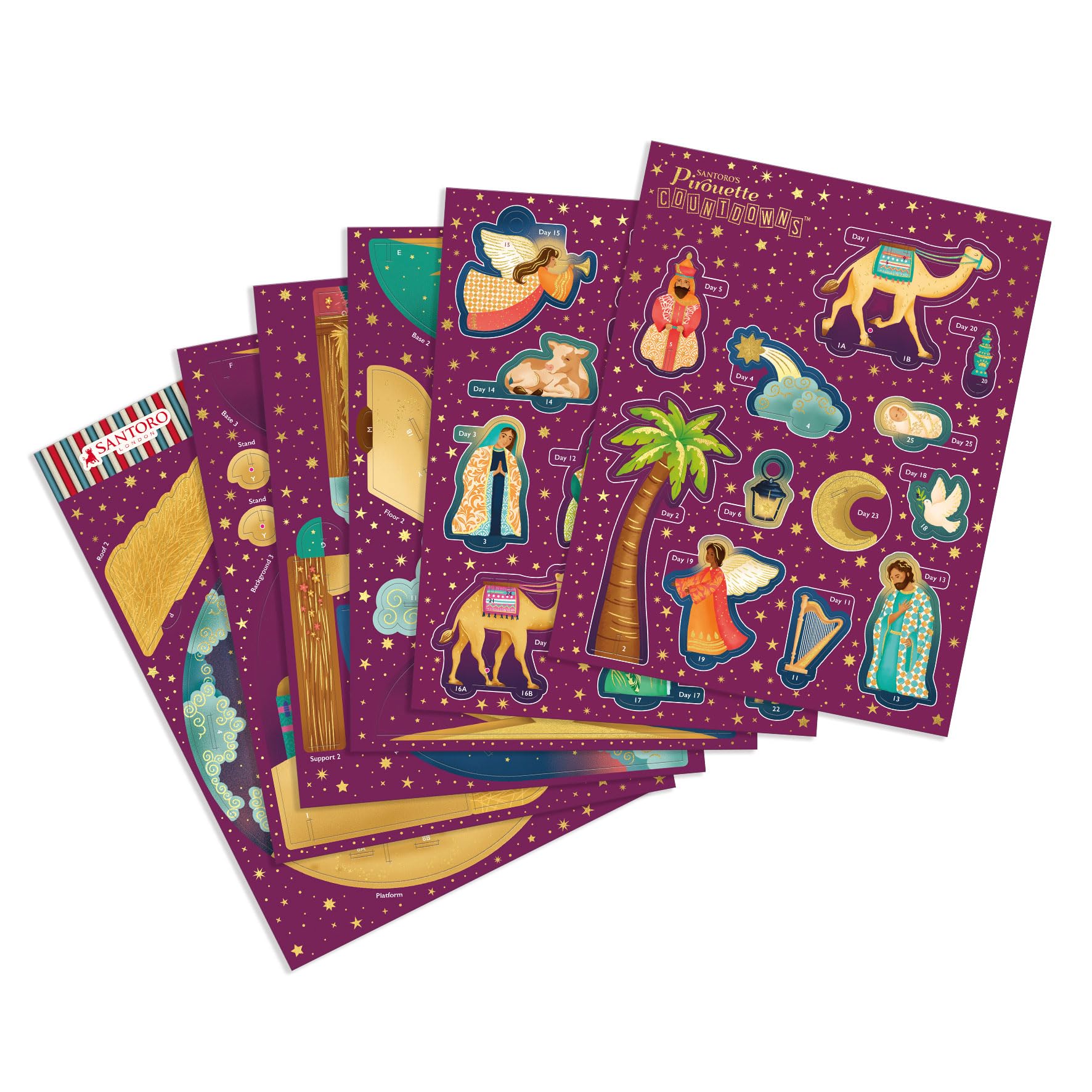 SANTORO Pop and Build Calendario dell'Avvento con conto alla rovescia per il presepe di Natale, pop-up 3D, 25 pezzi diversi per ogni giorno, regalo per bambini e adulti